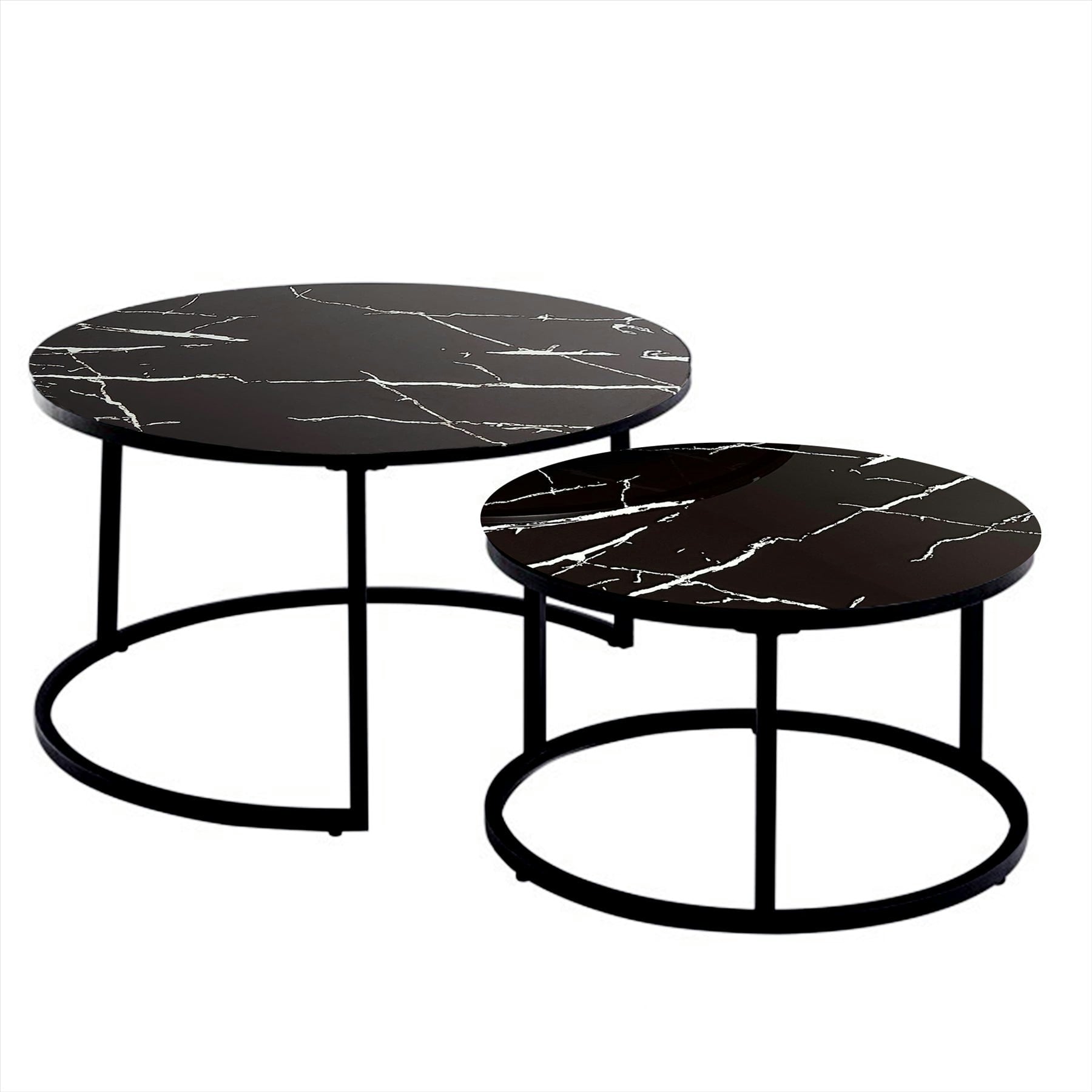 Rackhams Round Coffee Table Set Of 2 Nest Of Tables Marble Glass Coffee Table Living Room