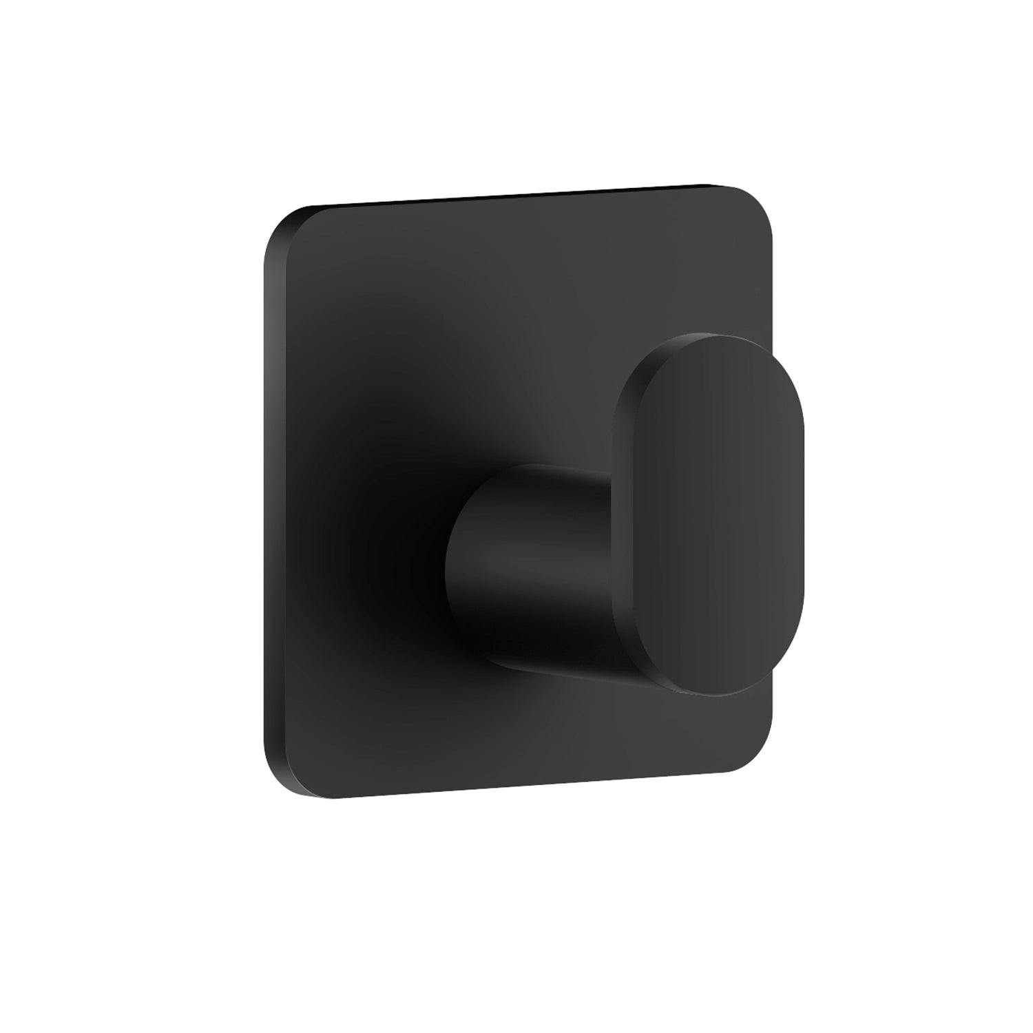 Rackhams Black Stainless Steel Single Towel Hook (30 X 30Mm) Self Adhesive Bathroom Wall Mounted