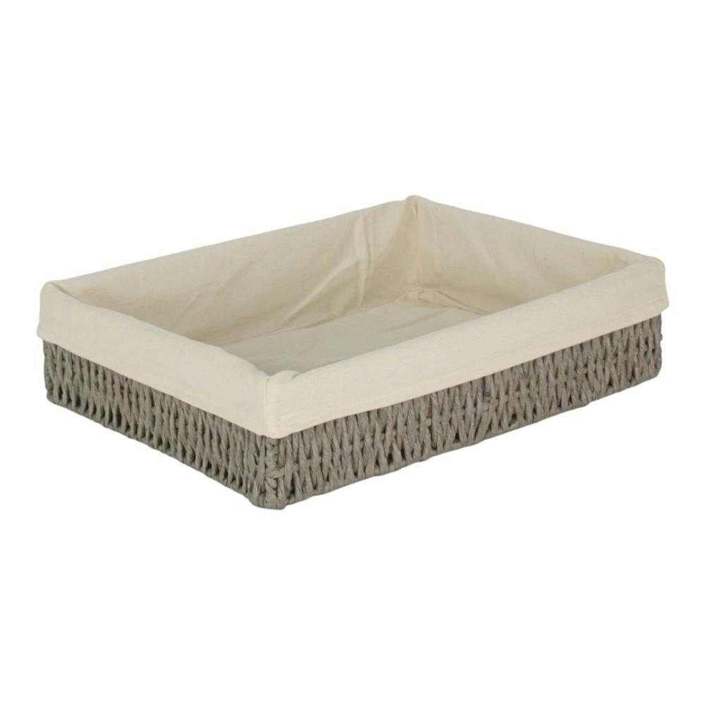Rackhams Grey/White Rectangular Straight-Sided Cotton Line Paper Rope Trays - Extra Large