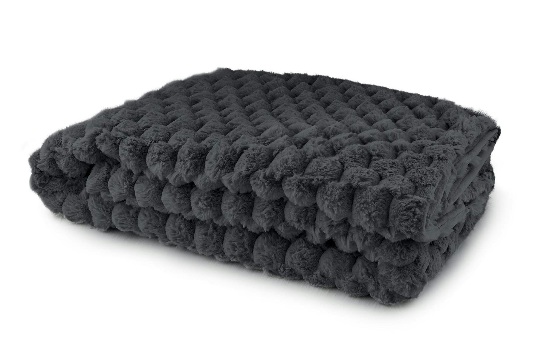 Emma Barclay Black Lush Faux Rabbit Fur Throw - 127X152cm