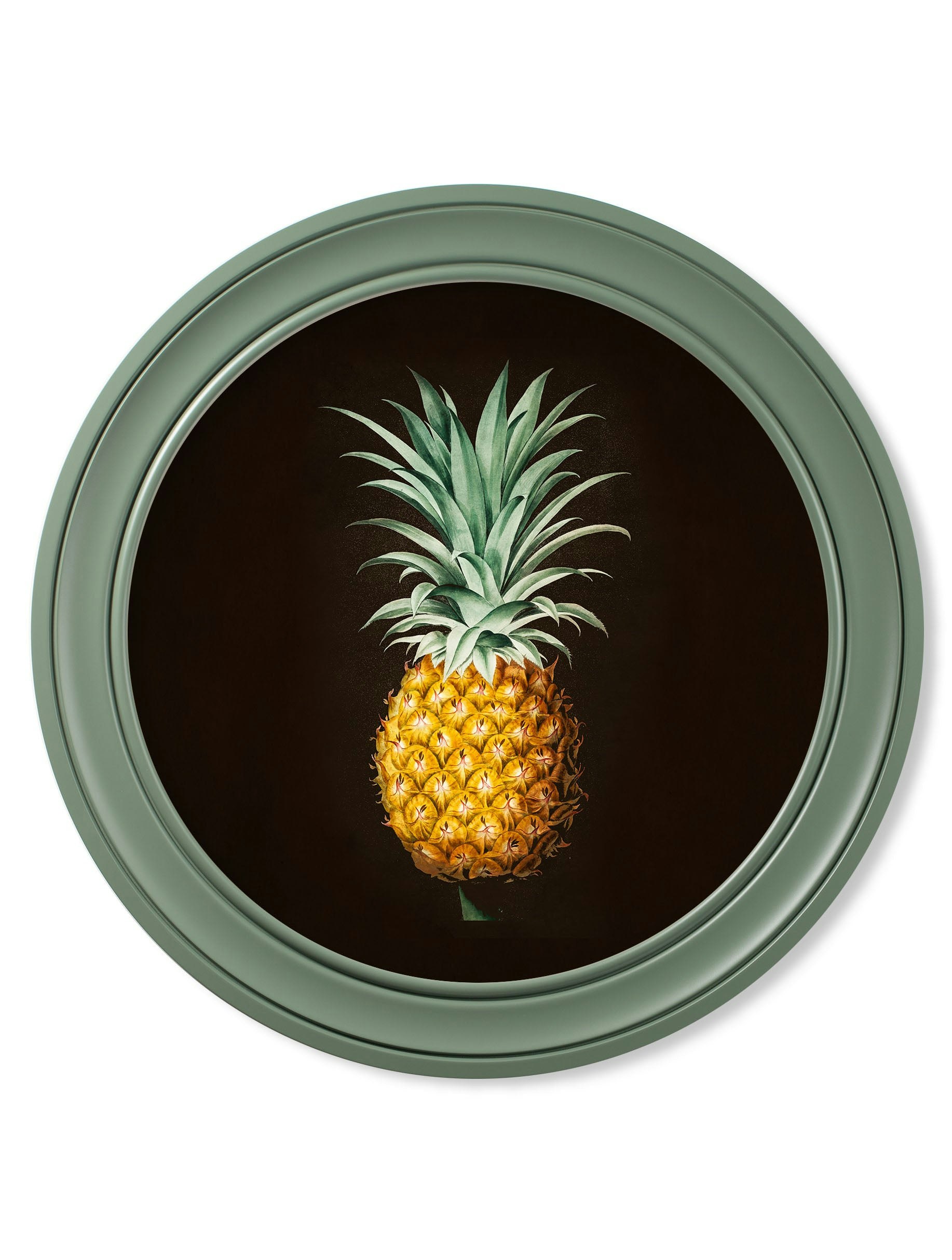 Rackhams Black/Green C.1812 Pineapple Study () - Round Frame - 70 X 70Cm - Oxford Round