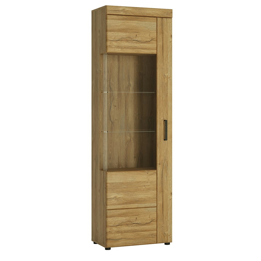 Rackhams Cortina Tall Glazed Display Cabinet (Lh) In Grandson Oak - Full Assembly Required - Grandson Oak - Matt