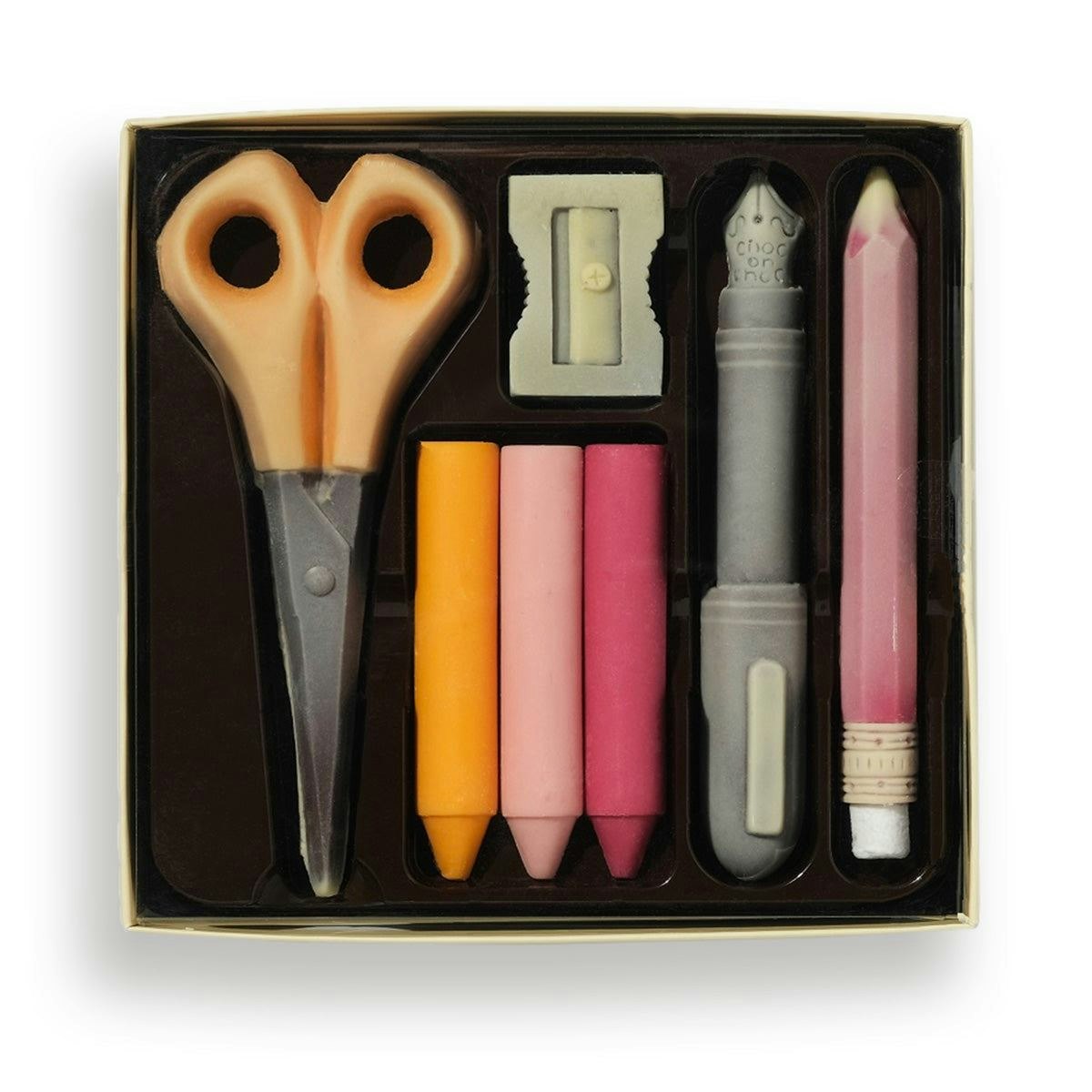 Choc On Choc White/Dark Chocolate Stationery Box