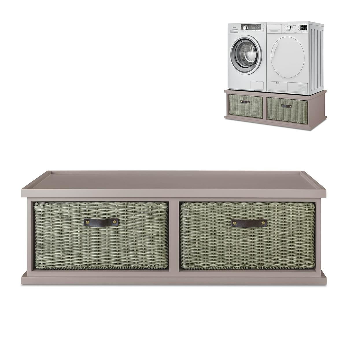 Statement Furniture Tetbury Washing Machine And Dryer Stand, Double Appliance Pedestal With Storage - Truffle