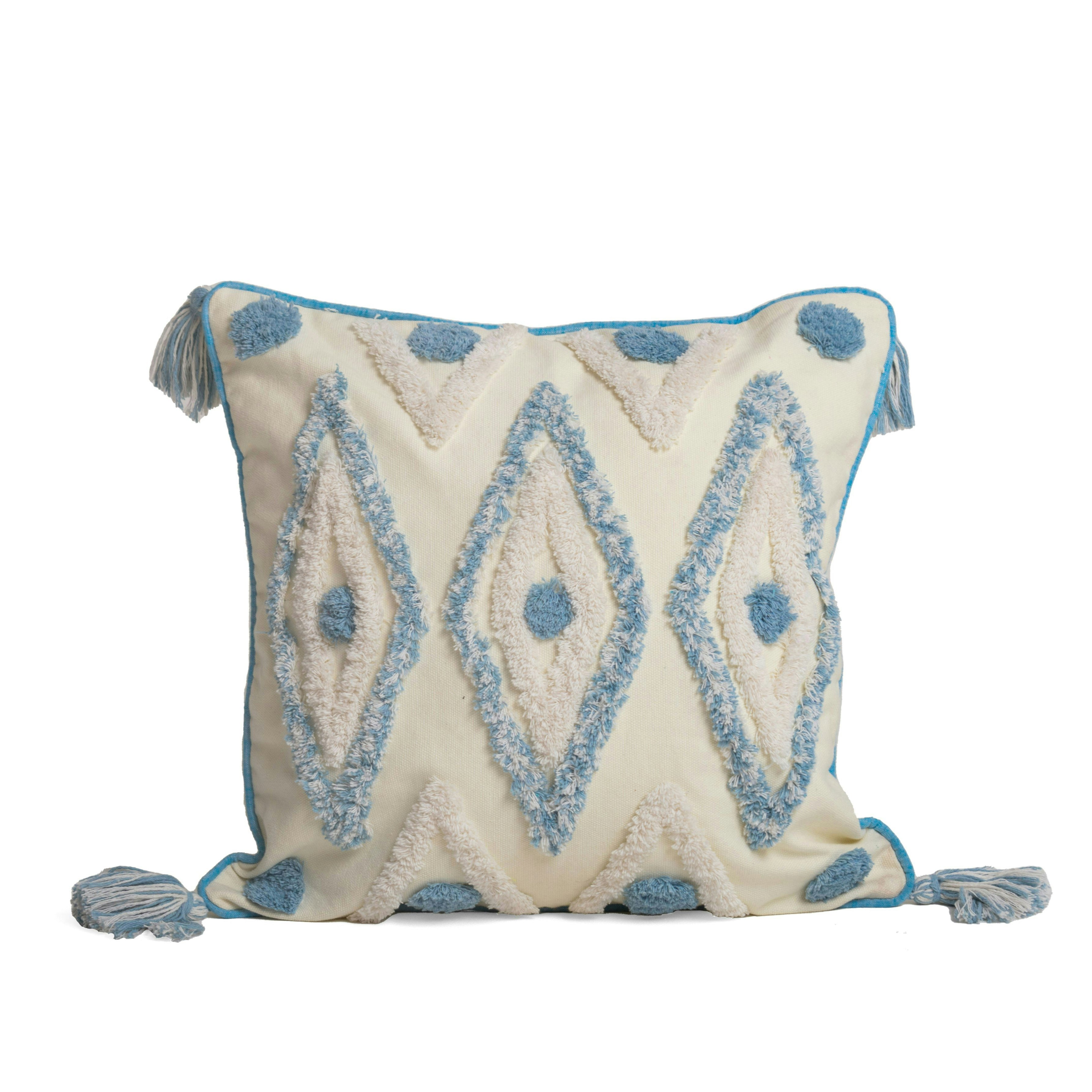 Rackhams Cream Boho Tassle Heavy Tuft Cushion - 43Cm X 43Cm