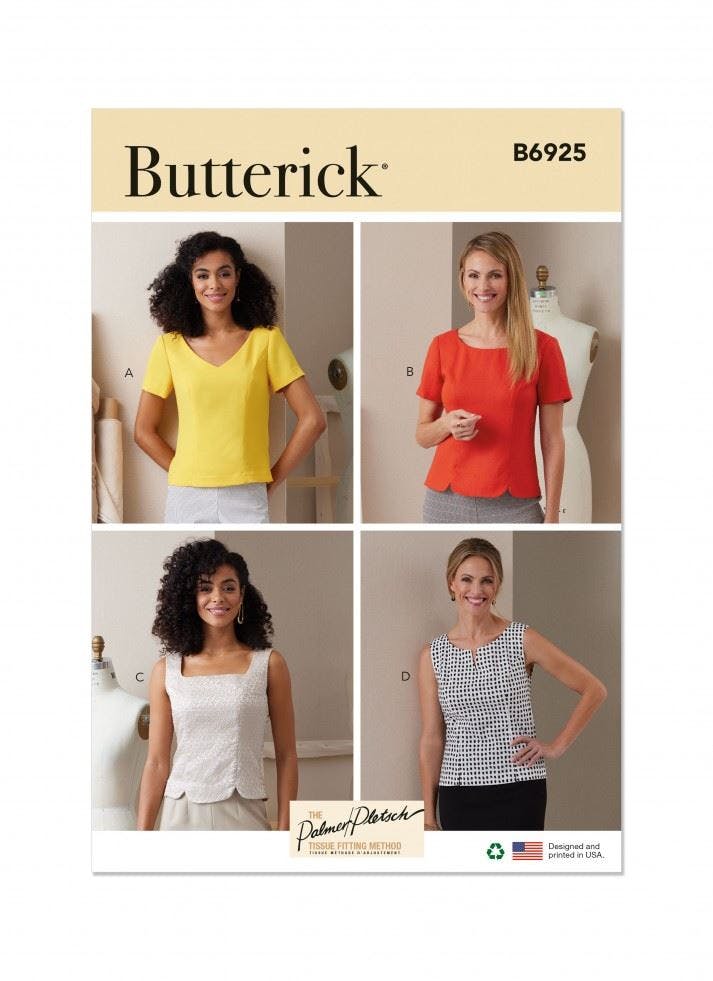 Butterick Women's Sewing Pattern 6925, Tops For B5 (8-10-12-14-16) - Intermediate - B5 (8-10-12-14-16)