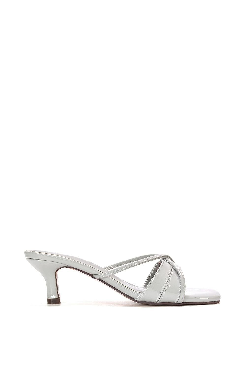 Xy London Women's Grey Mid Heeled Sandal Slip On Mules With Square Toe - 3