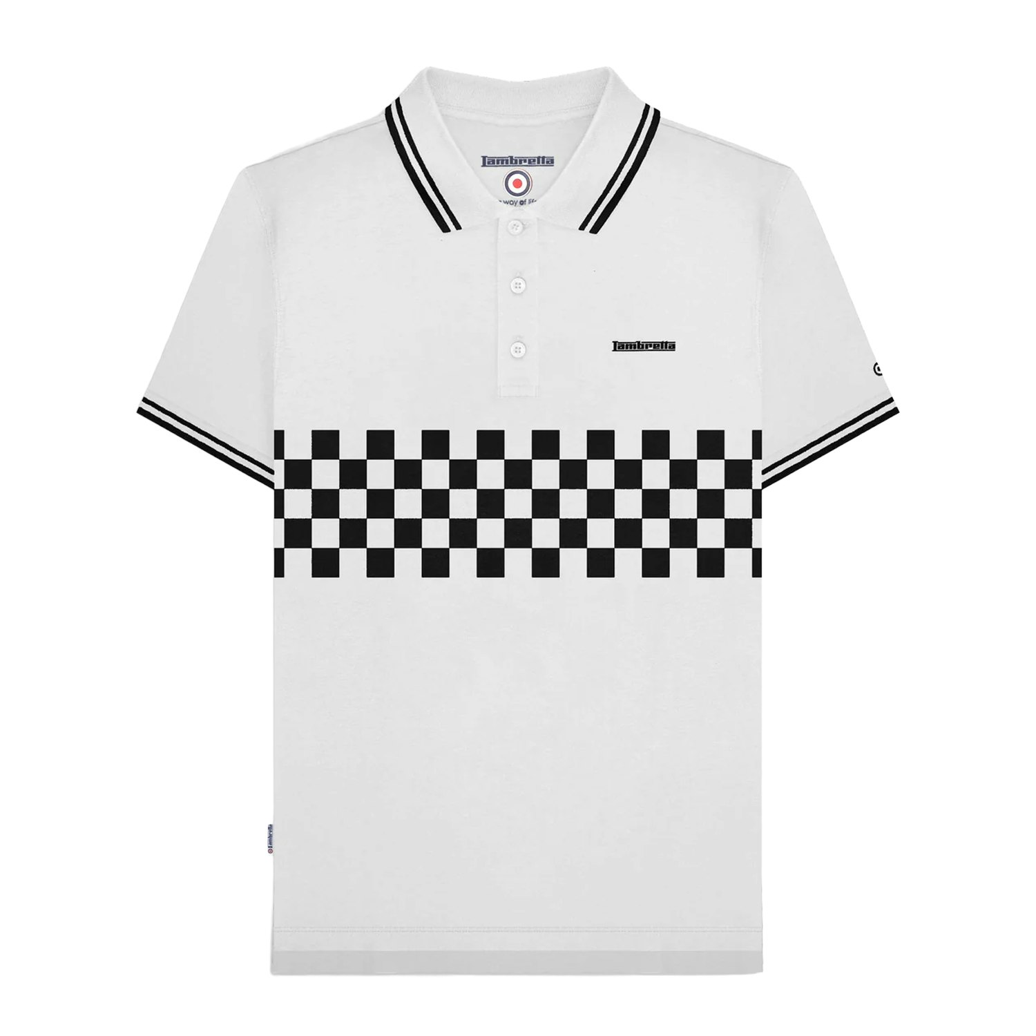 Lambretta Men's White/Black Ss25 Two Tone Tipped Polo Shirt - Xxl