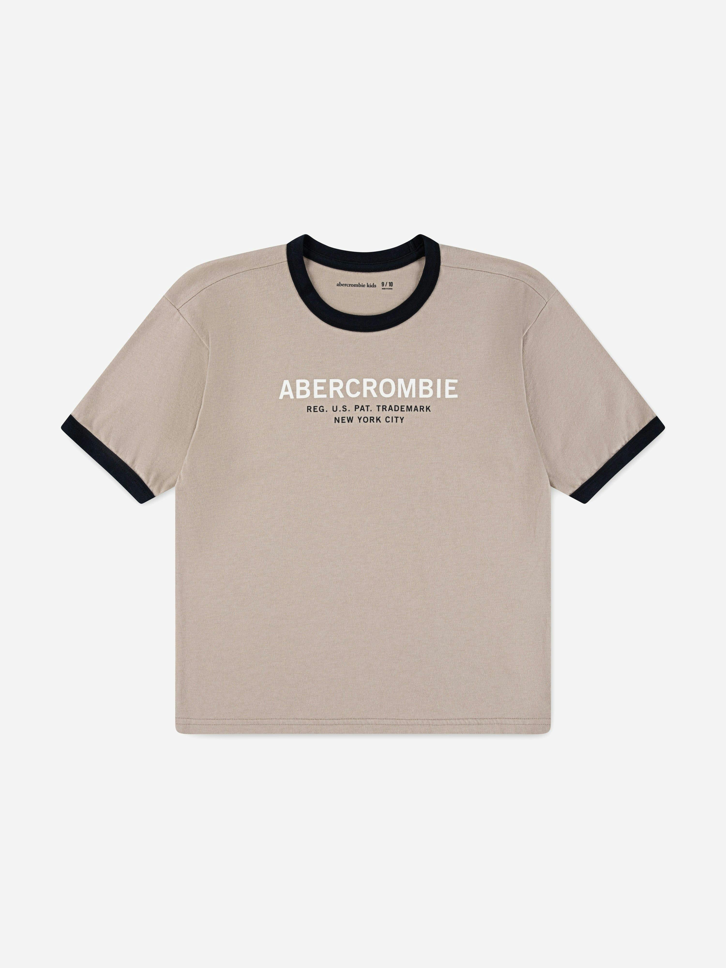 Abercrombie & Fitch Boys Beige Ringer T-Shirt In - 15 - 16 Yrs