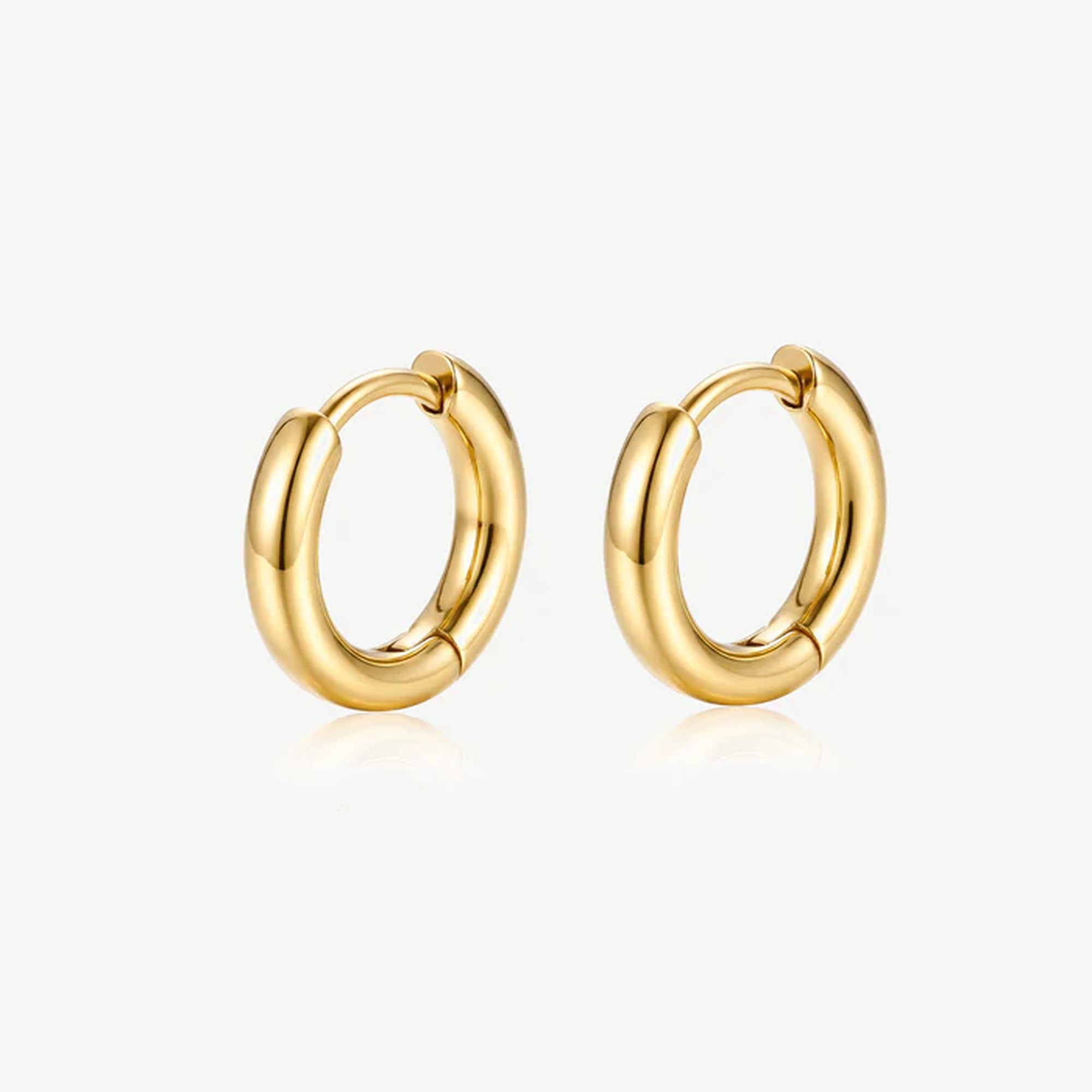 Muchv Gold Solid Hoop Earrings - 14Mm