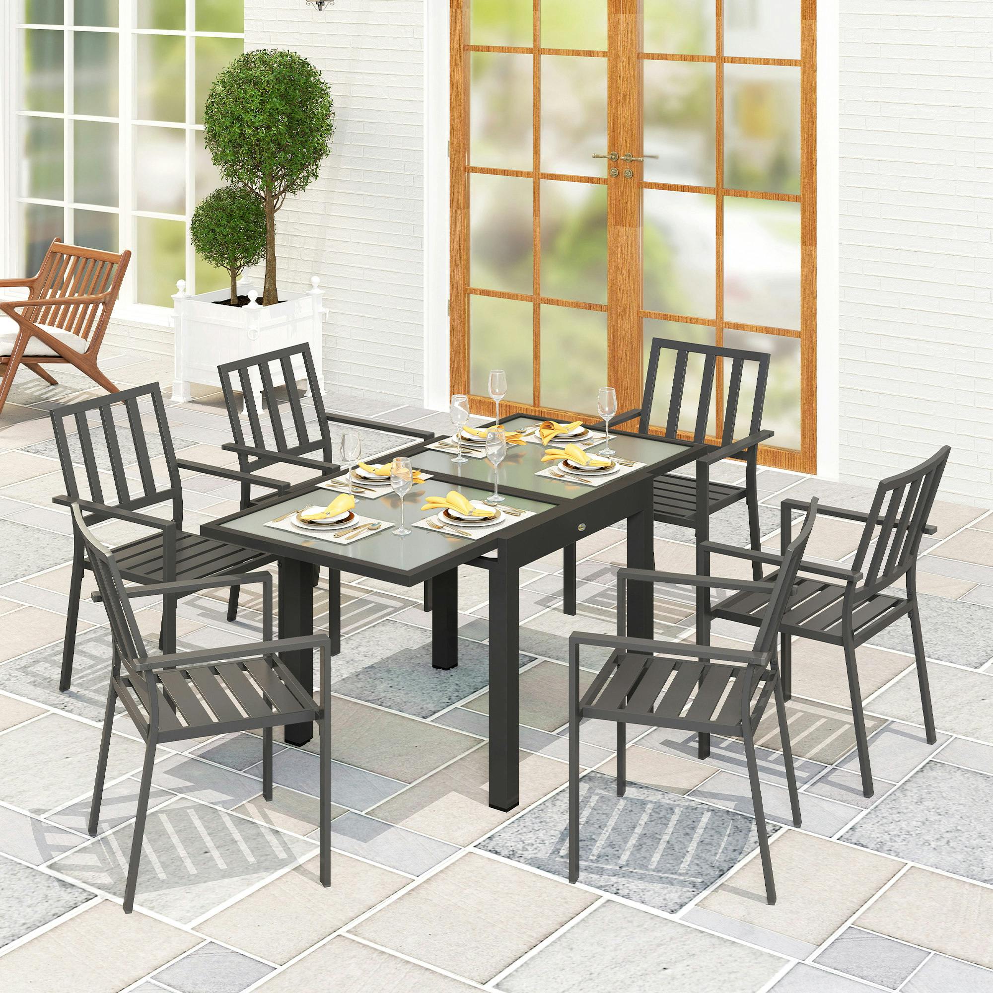 Rackhams Extendable Outdoor Dining Table Patio Table, Clear