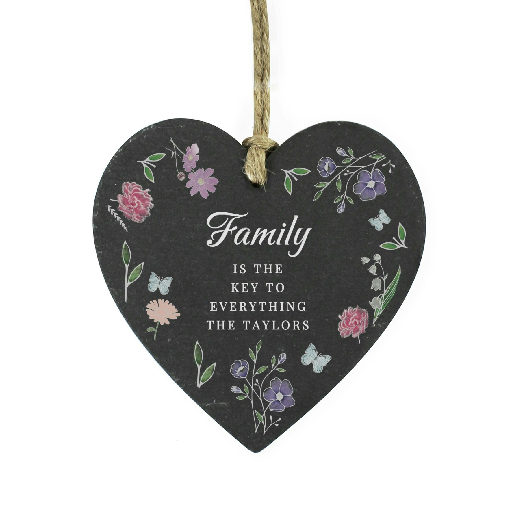 Rackhams Gold Personalised Wild Flowers Slate Heart