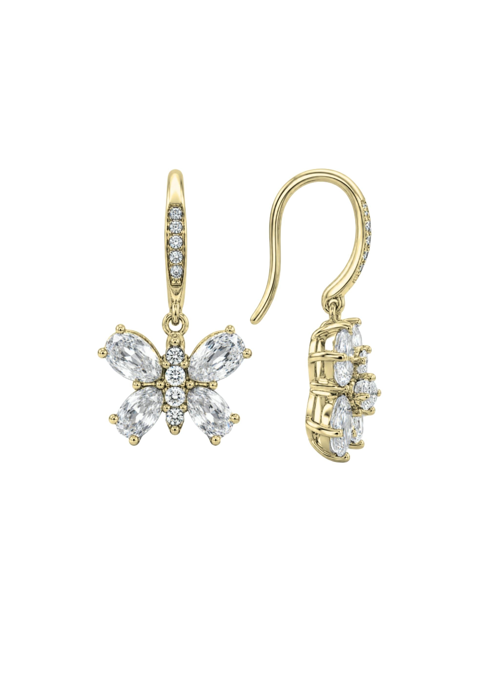 Say It With Yellow/Gold Cz Drop Butterfly Earrings