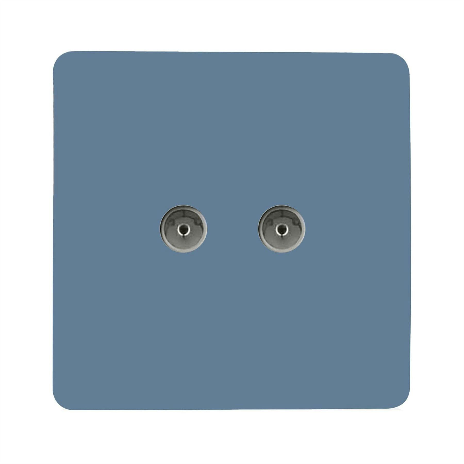 Trendi Switch Women's Sky Blue 2 Gang Co-Axial Television Socket In