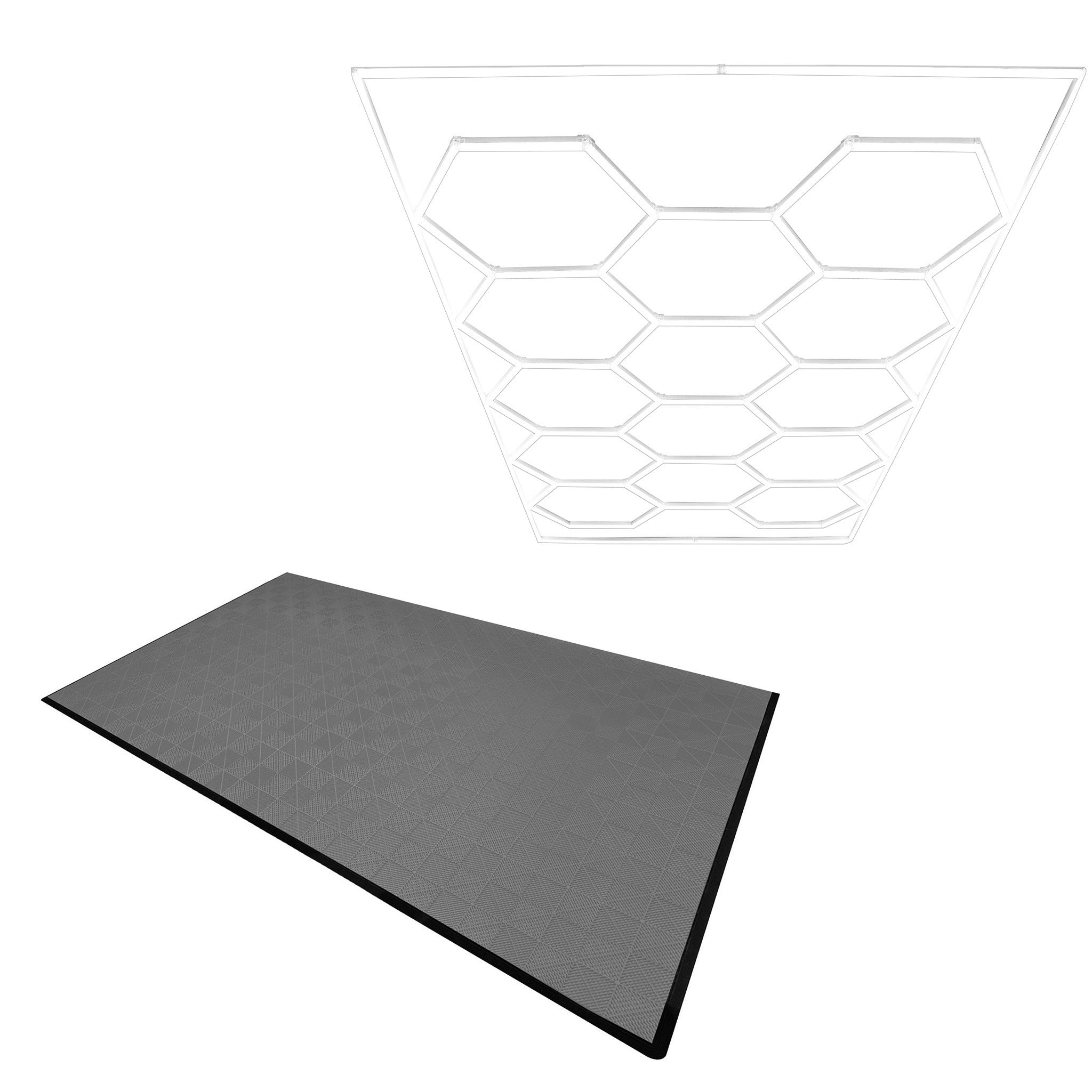 Rackhams Light/Grey Hexagon Led & Vented Garage Floor Tiles X 120 With Edges