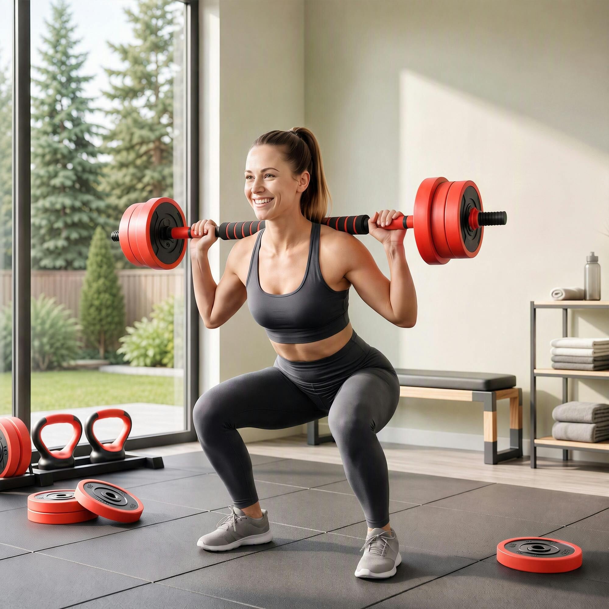 Weight Dumbbells 20kg Set Barbell Kettlebell Push Up Stand - Image 3