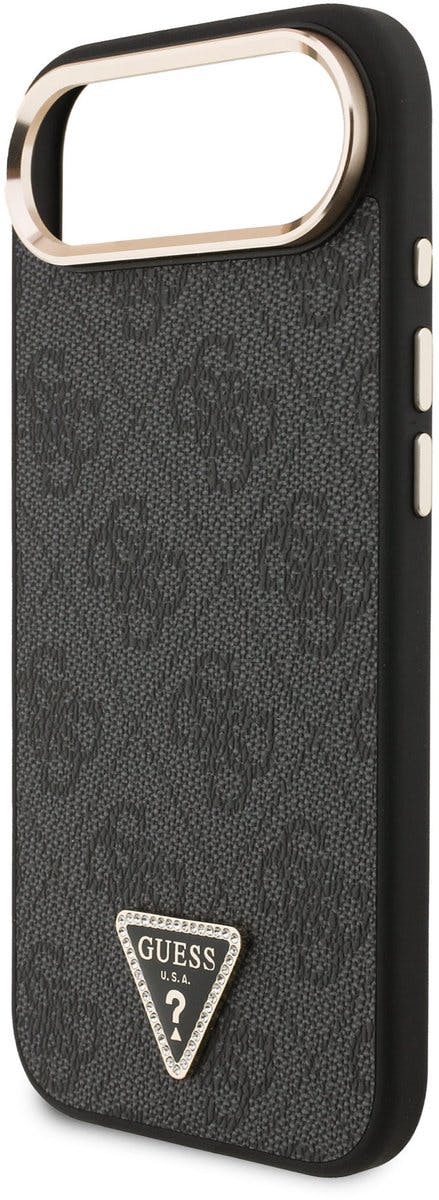 Guess Gold/Black Pu Leather 4G Triangle Logo Frame Case With Magsafe For Iphone 17 Air 6.5" - Guhmp17mp4gtdgmk