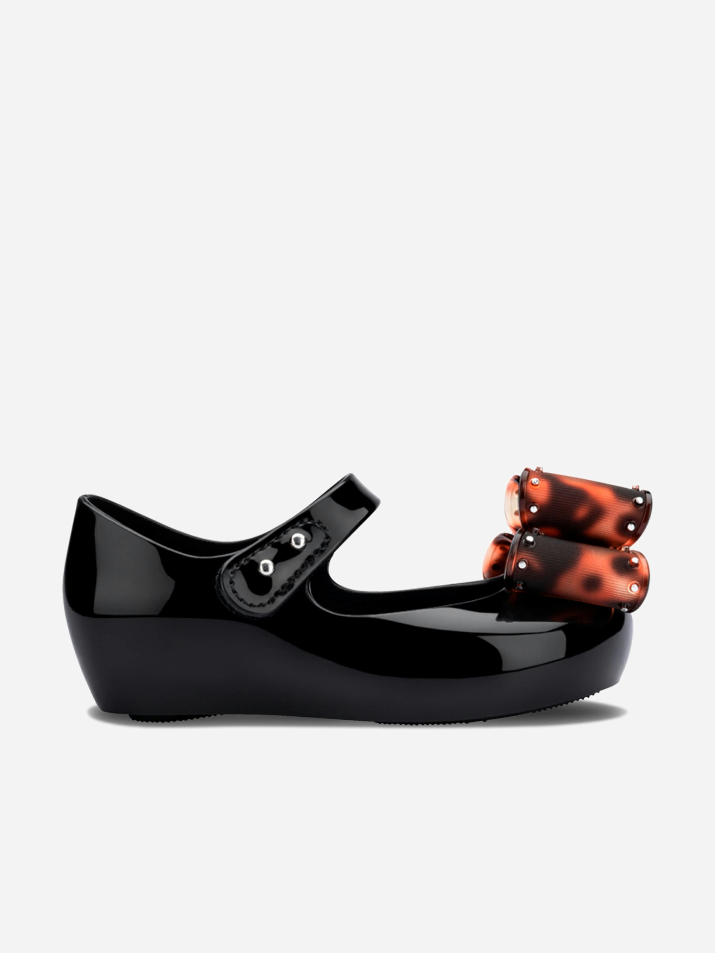 Mini Melissa Girls Black Ultra Classic Bow Ballerinas In - Eu30-Uk11