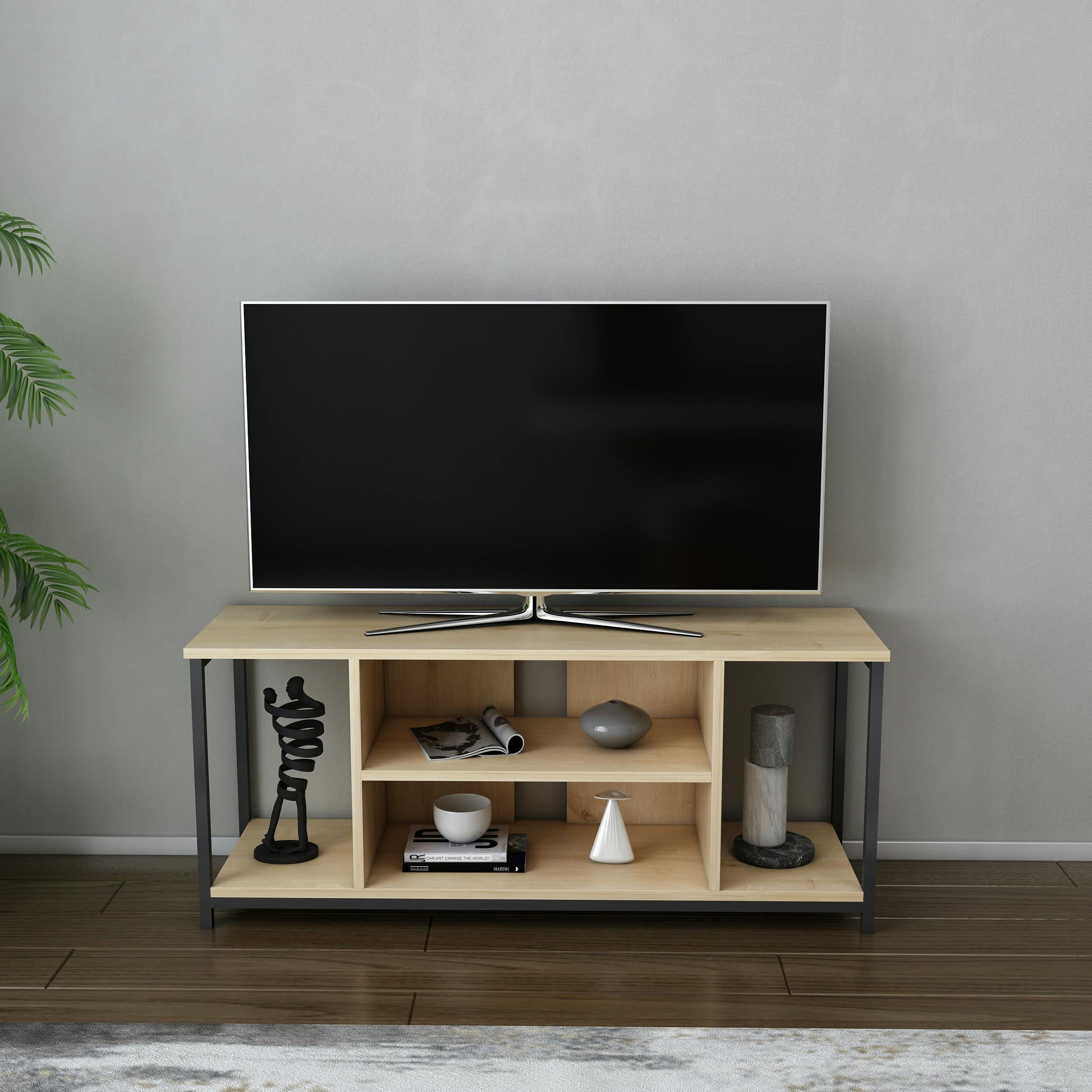 Decorotika Black Rinaldo Modern Tv Stand Tv Cabinet For Tv's Up To 55" - Oak