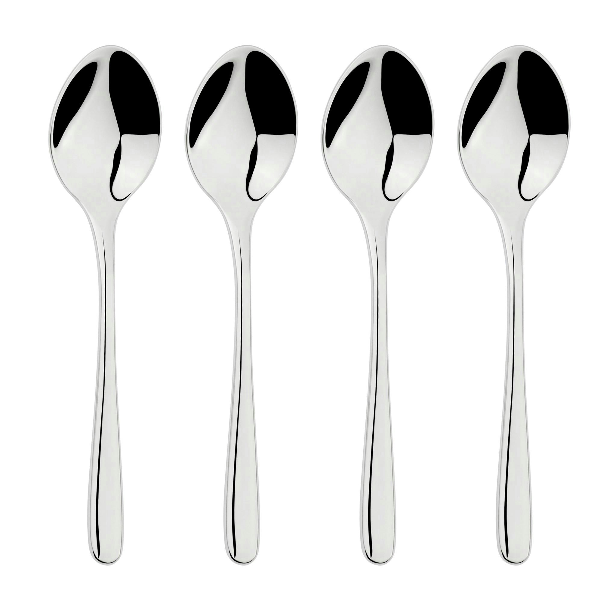 Glim & Glam Silver Cutlery 18/8 Stainless Steel Tea Spoon 4Pc Set Sphere - Stainless Steel - Tea Spoon