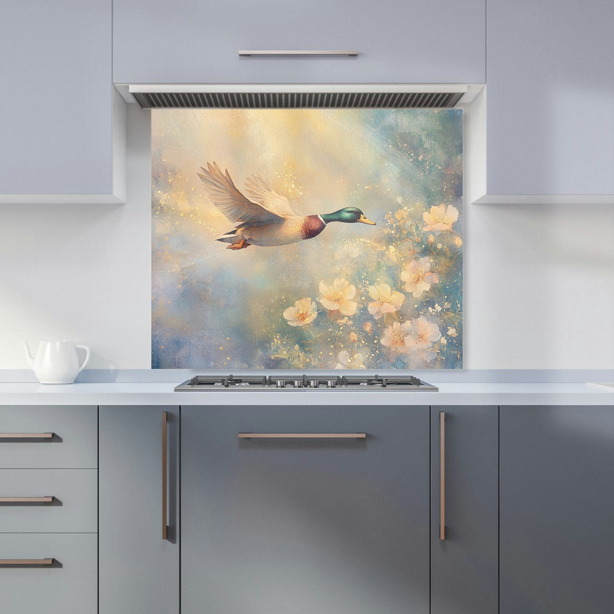 Warren Reed Flying Mallard Duck Glass Kitchen Splashback - W900mm X H750mm