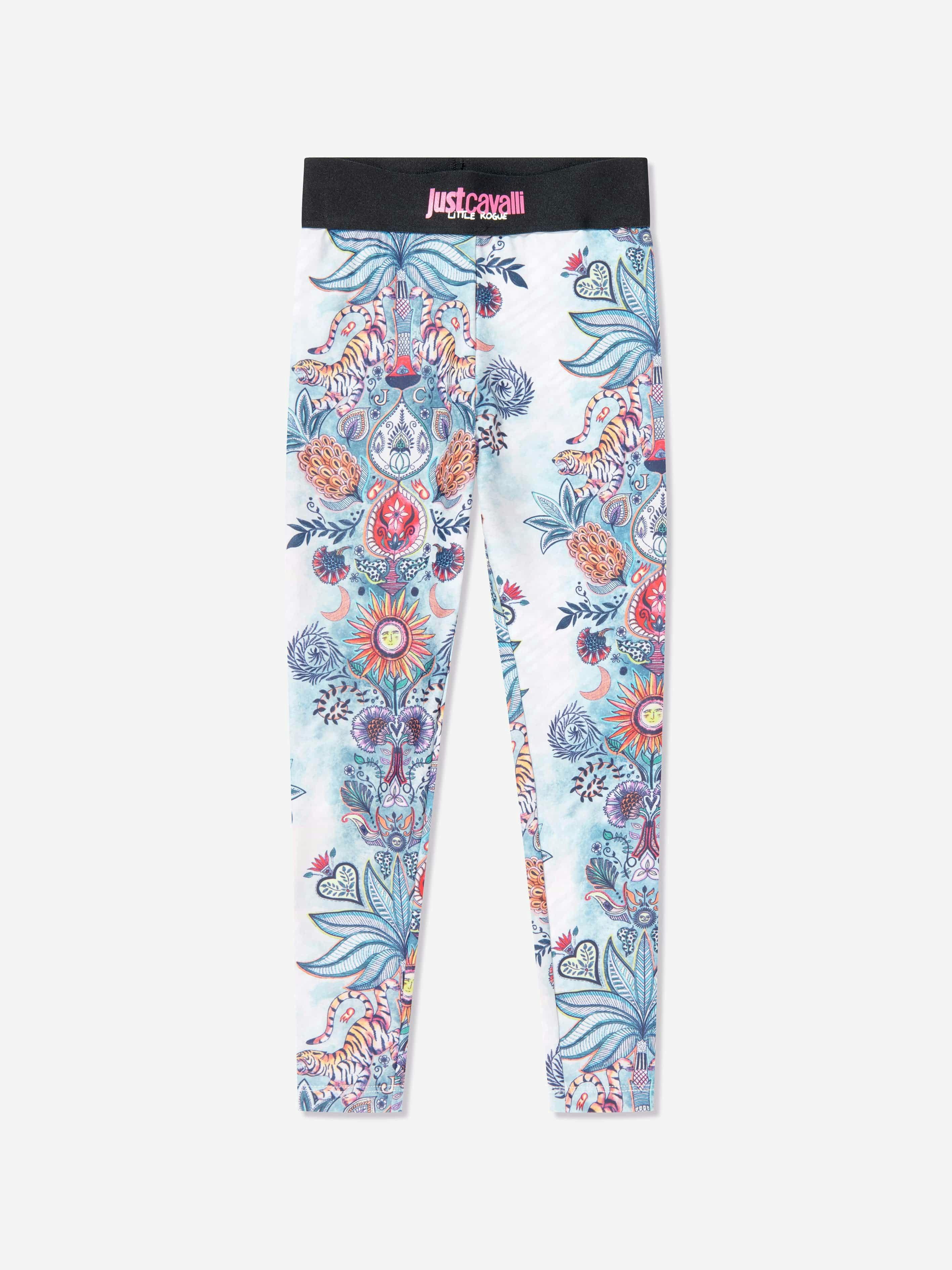 Just Cavalli Girls Tropical Garden Tandi Leggings In Multicolour - Multicoloured - 6 Yrs