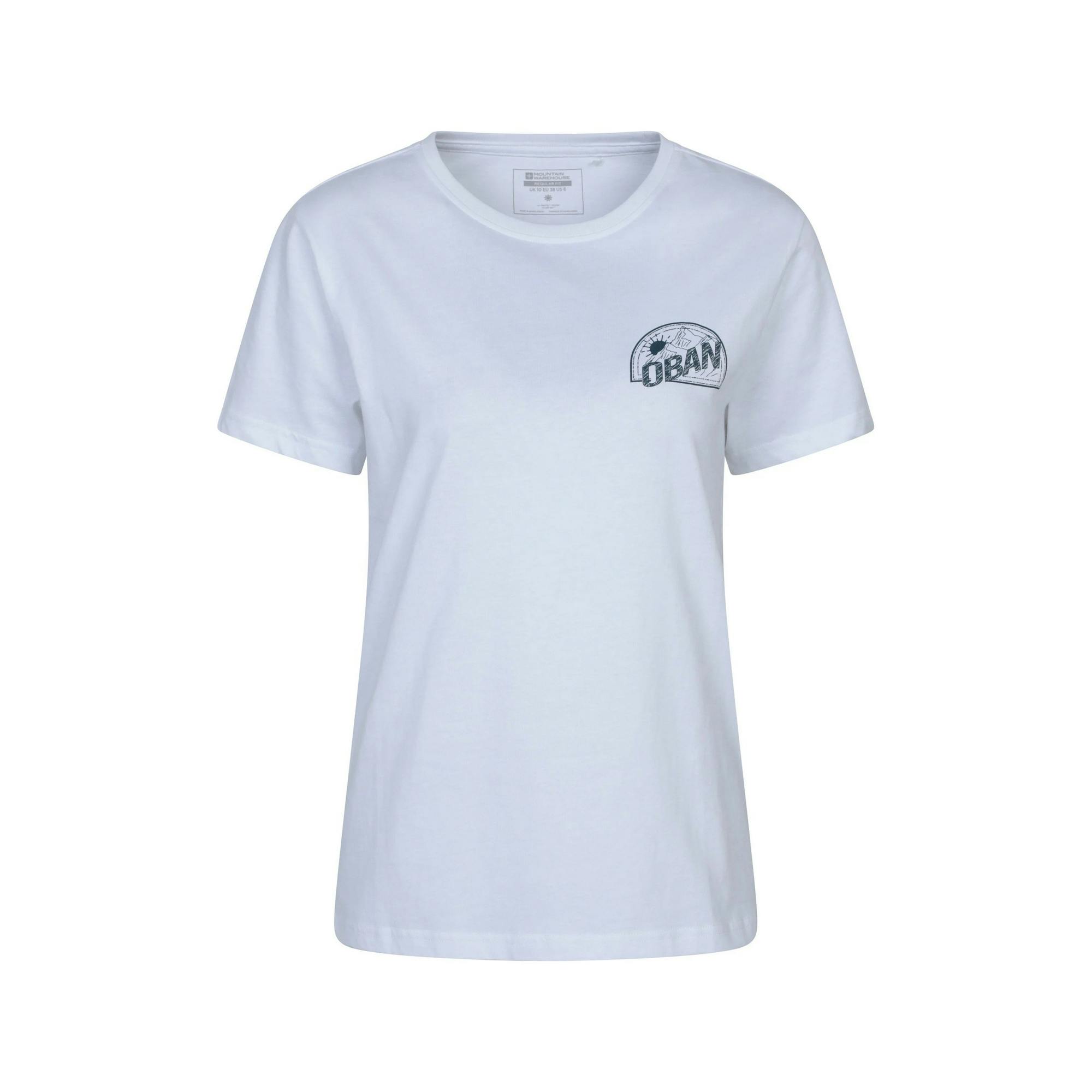 Mountain Warehouse Women's White Oban Relaxed Fit Short-Sleeved T-Shirt - 16 Uk - 100% Organic Cotton