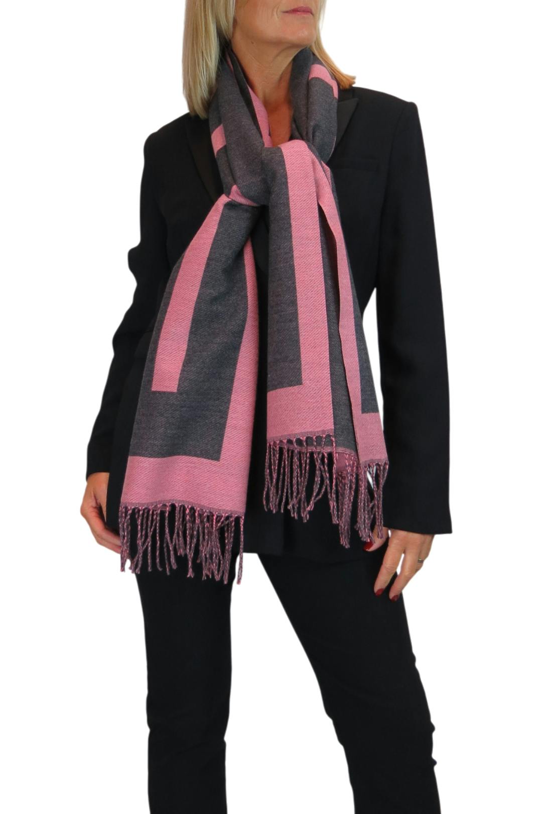 Paulo Due Oversized Wool Blend Pashmina Shawl Scarf - Charcoal
