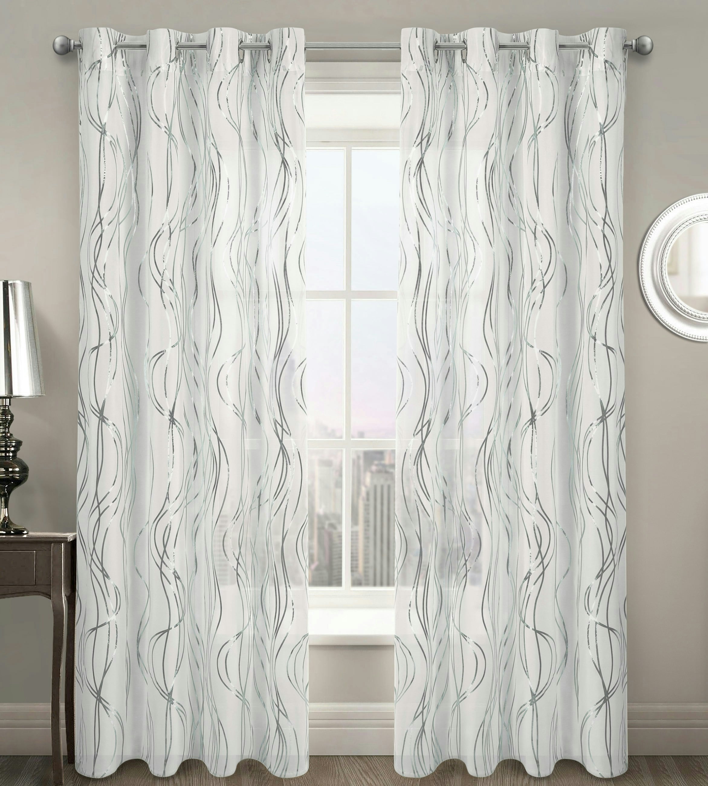 Rackhams Silver Swirls Eyelet Voile Panel - 150Cm X 137Cm
