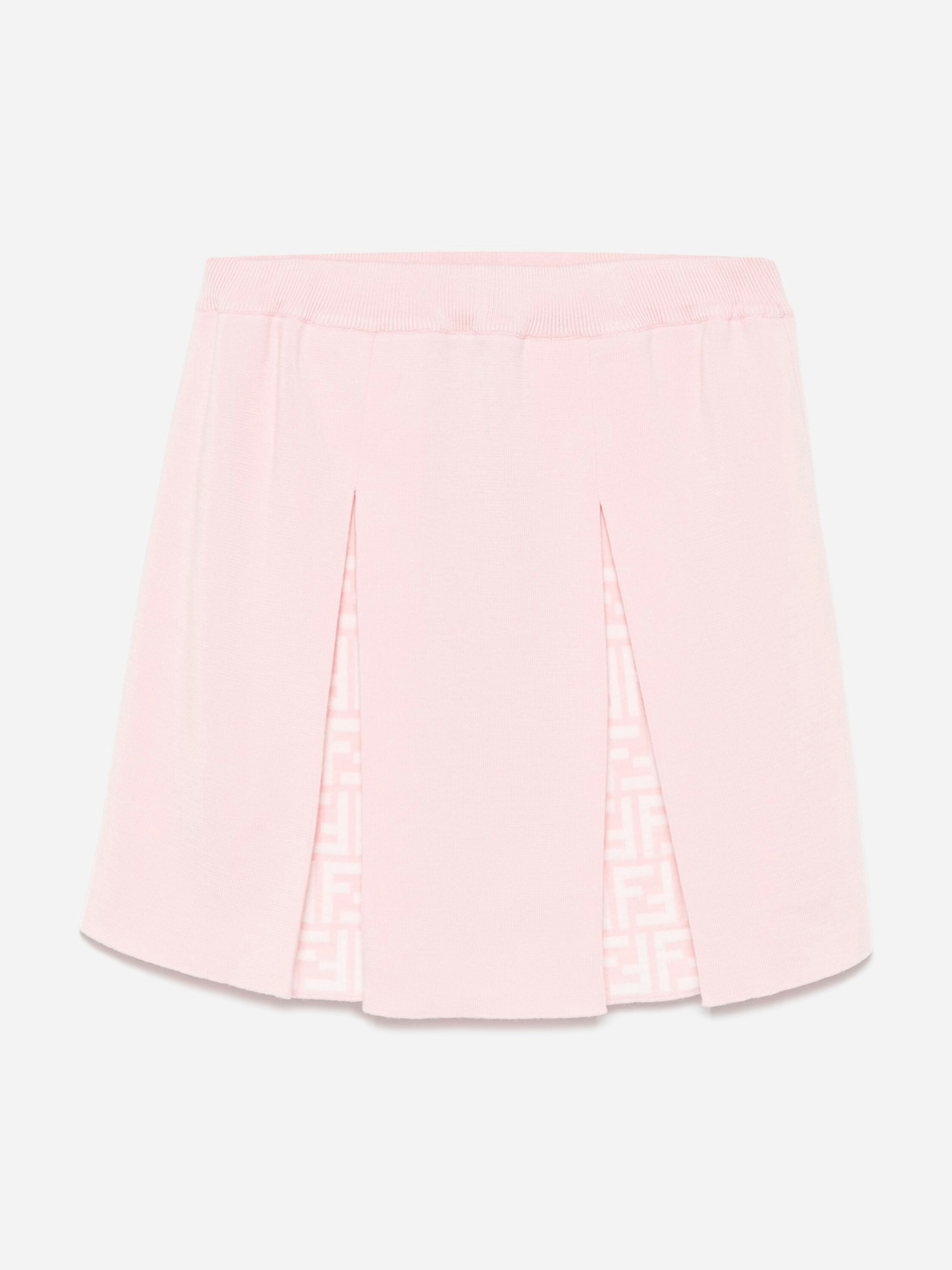 Fendi Kids Girls Pink Fendi Wool Skirt In - 10 Yrs