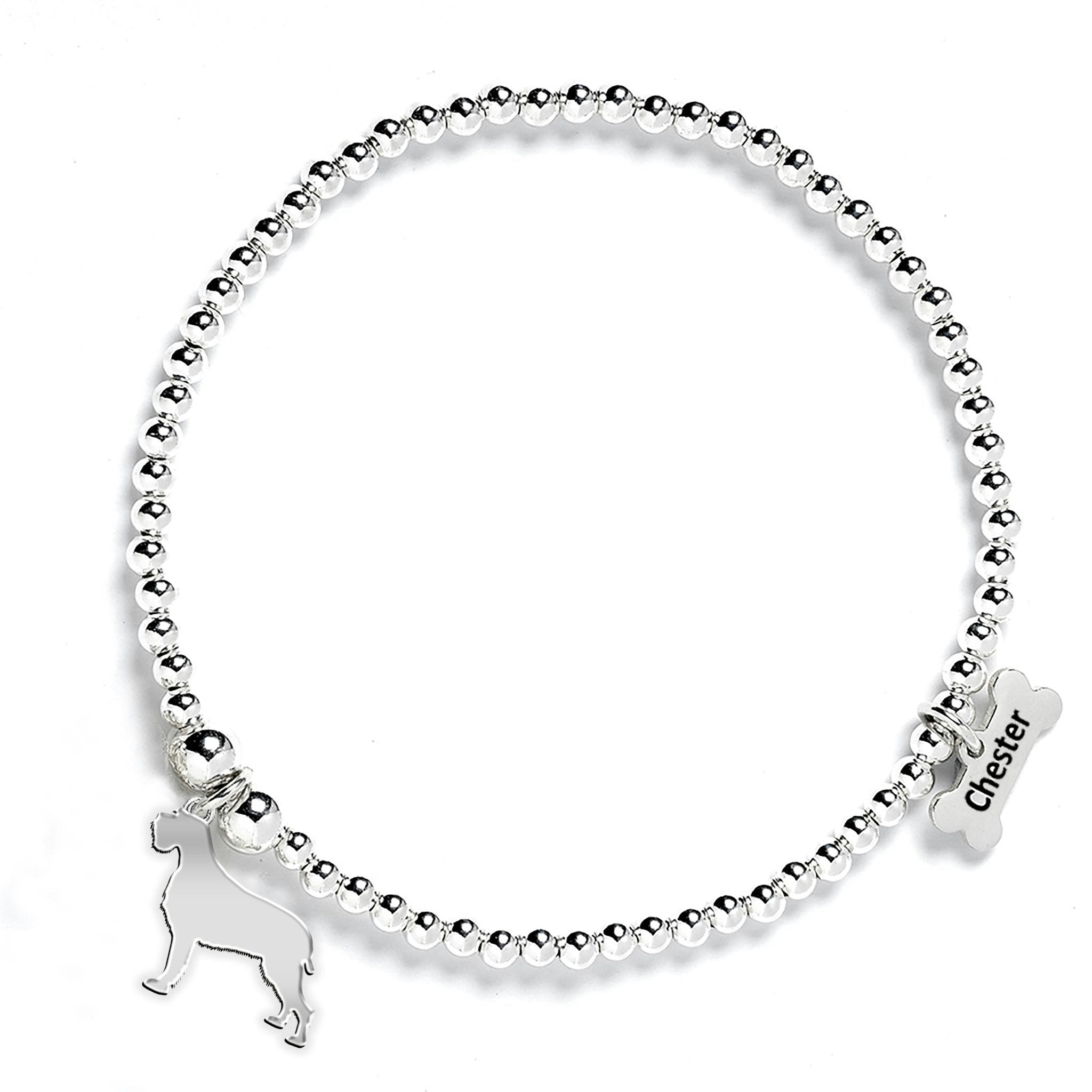 Mylee London Silver Korthals Griffon Silhouette Ball Bead Bracelet - Personalised - Yes