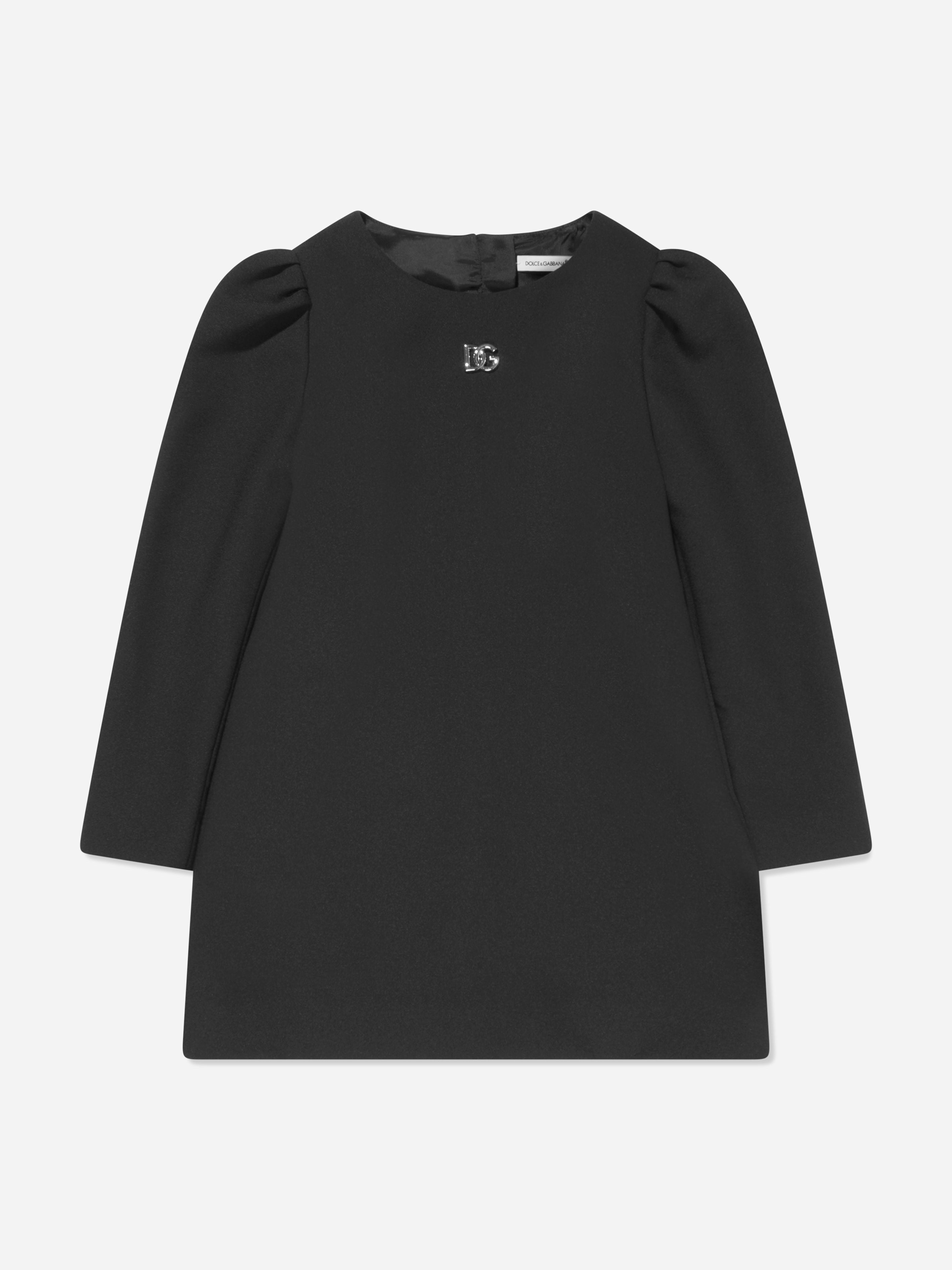 Dolce & Gabbana Kids Girls Black Dolce & Gabbana Metal Logo Dress In - 10 Yrs