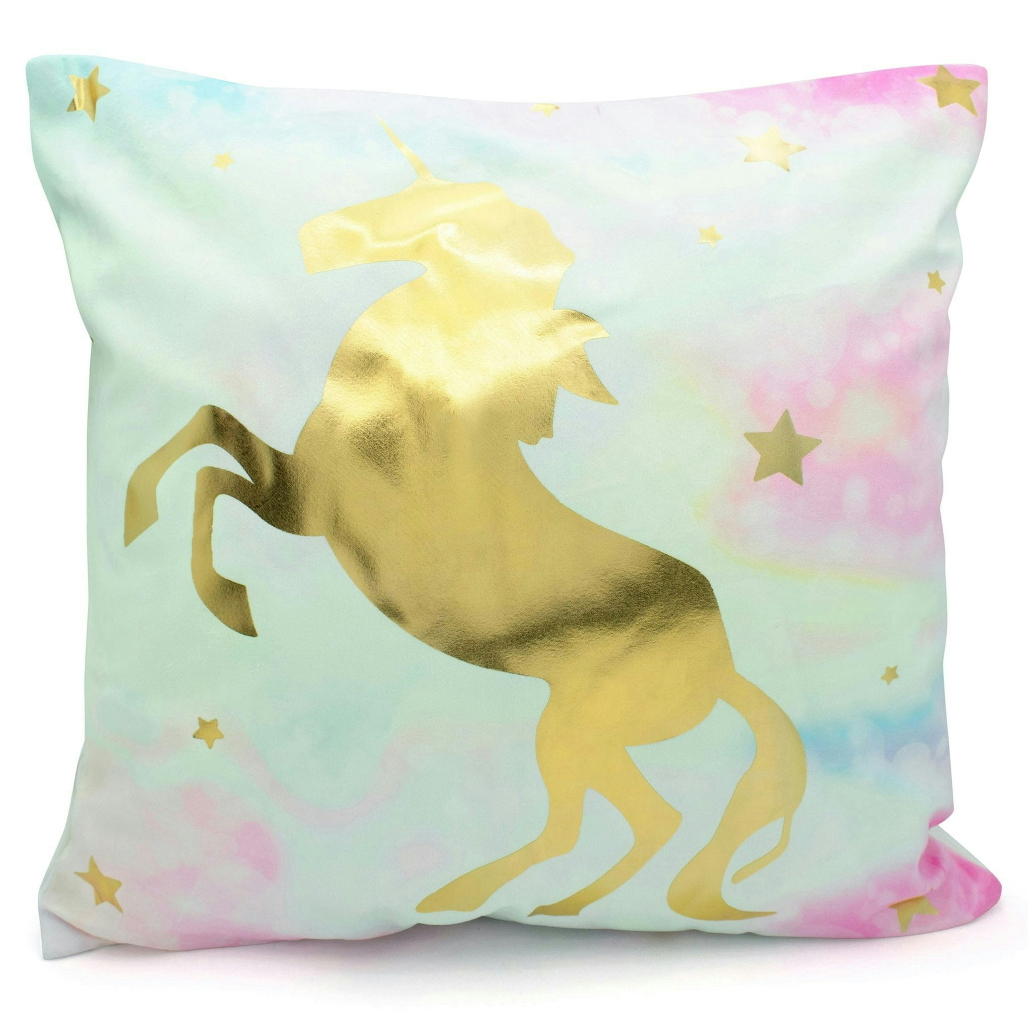 Velosso Gold/Golden Metallic Unicorn Printed Cushion - 43Cm X 43Cm - En Unicorn