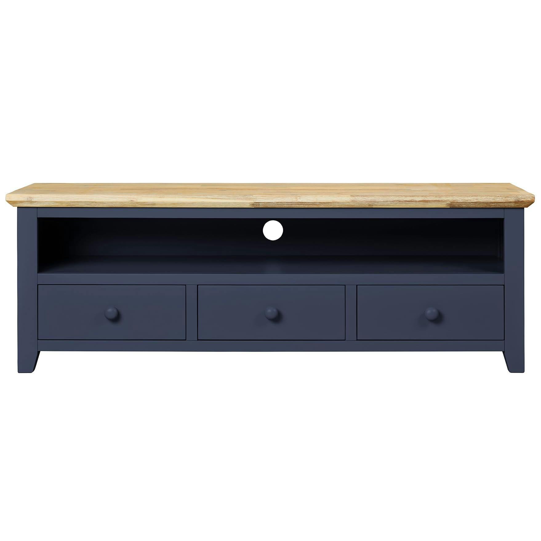 Statement Furniture Blue Florence Large Wooden Tv Stand With 3 Drawers And Shelf - Navy