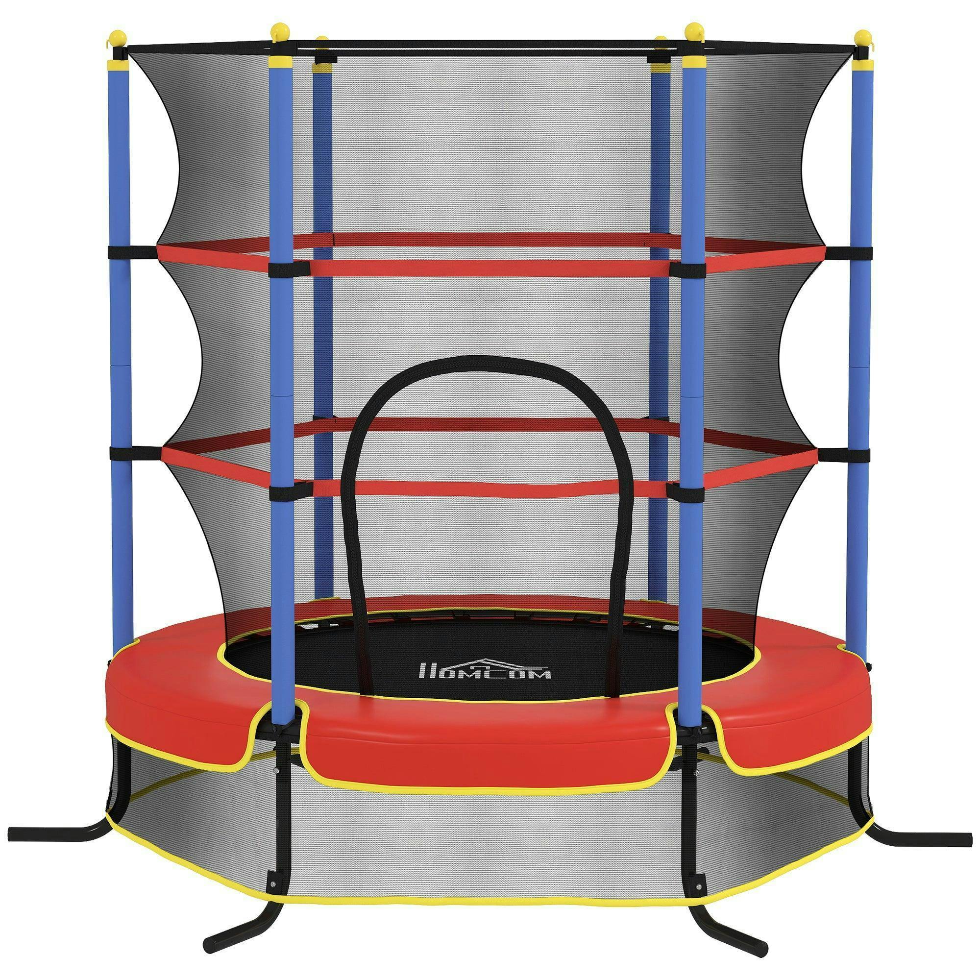 Homcom Unisex Blue Trampoline For Kids W/Enclosure Net Built-In Zipper 3-10 Year In Size 3 - Image 5