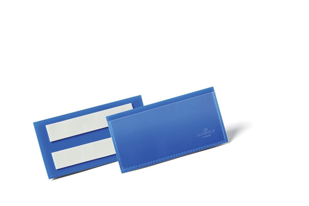 Rackhams Blue Adhesive Ticket Holder Document Pockets | 50 Pack | 100 X 38Mm |