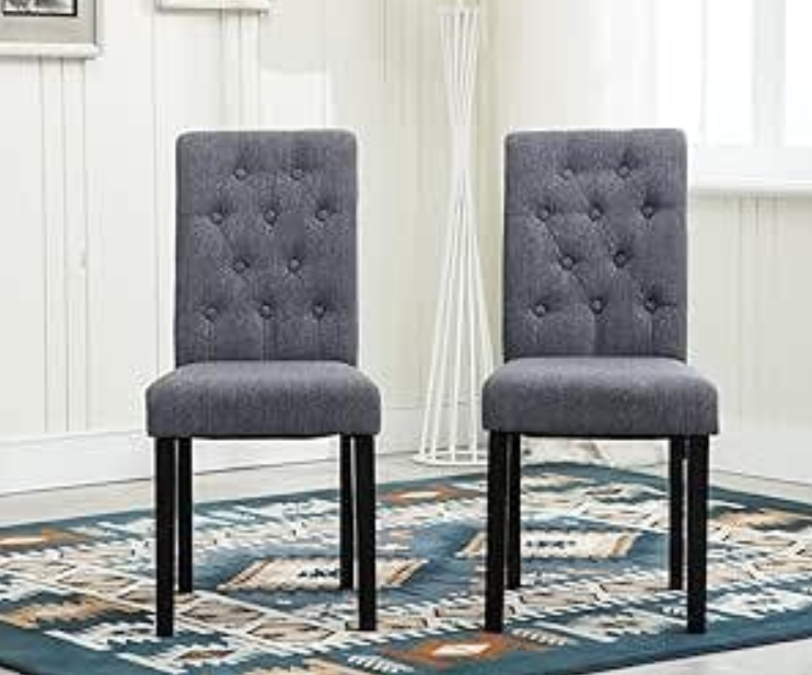 Rackhams Brown Set Of 2 Tufted Button Back Fabric Dining Chairs