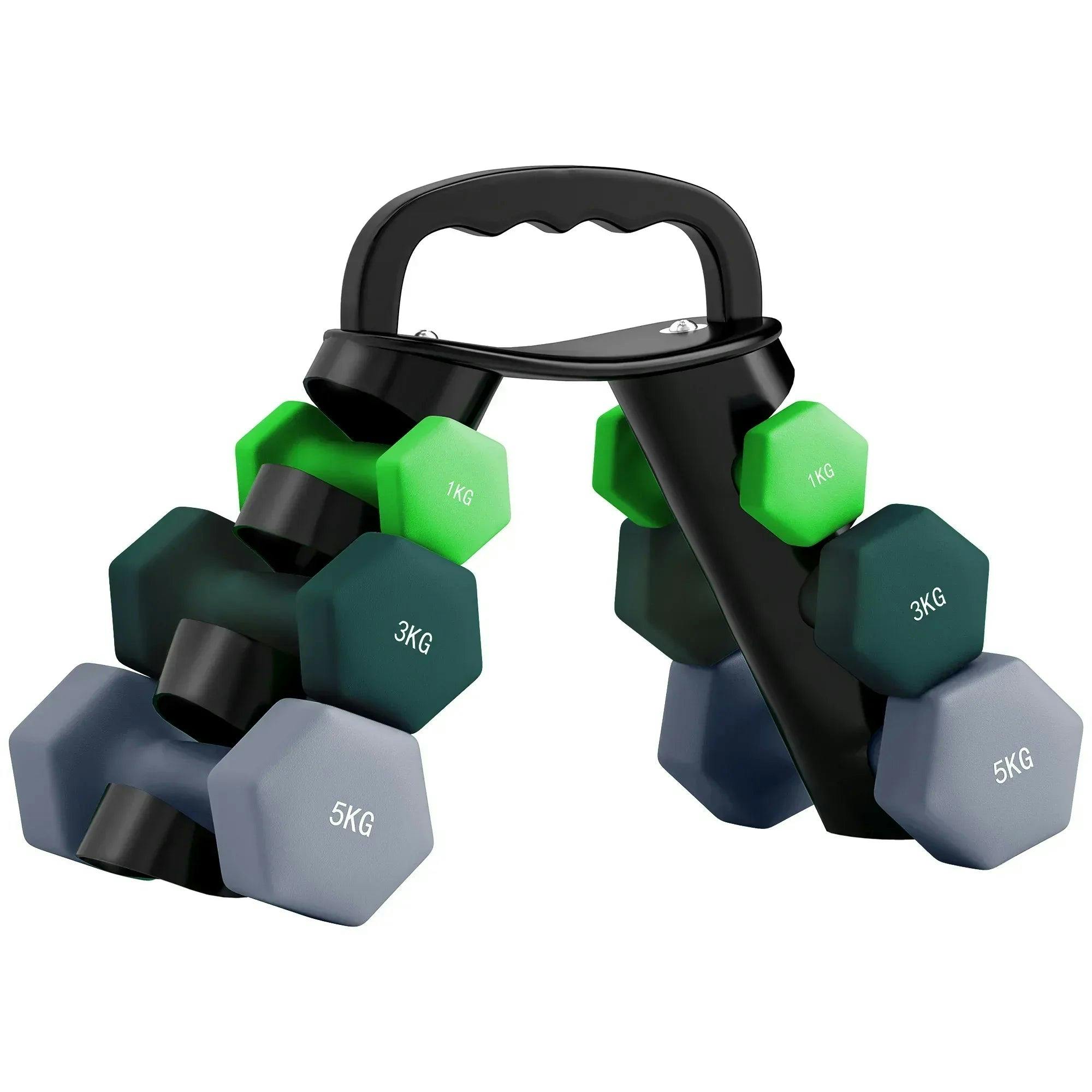 SPORTNOW Dumbbells Set with Storage Rack, 12kg/18kg, Green - Image 5