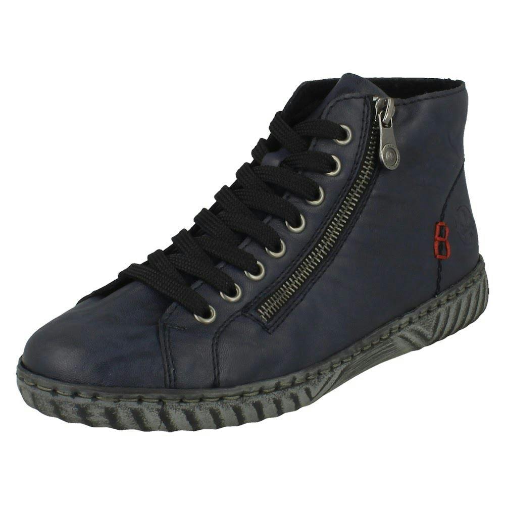 Rieker Women's Blue Fleeced Lined Ankle Boots N0921 - Uk 6.5