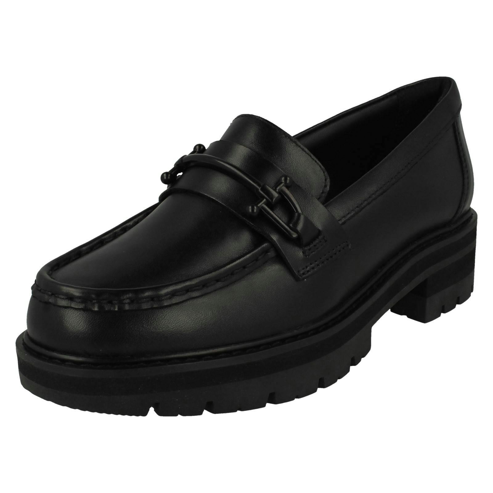 Clarks Women's Black Chunky Sole Loafer Inspired Shoes Orianna Bit - Uk 5.5