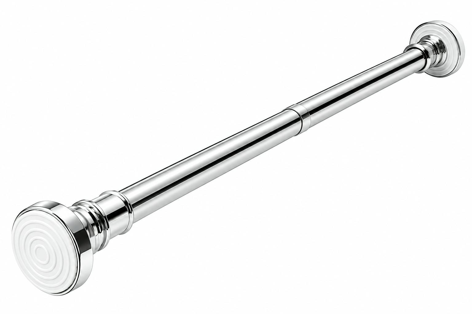 Rackhams 125-220Cm Telescopic Shower Curtain Rail Chrome No Drill Adjustable Tension Rod