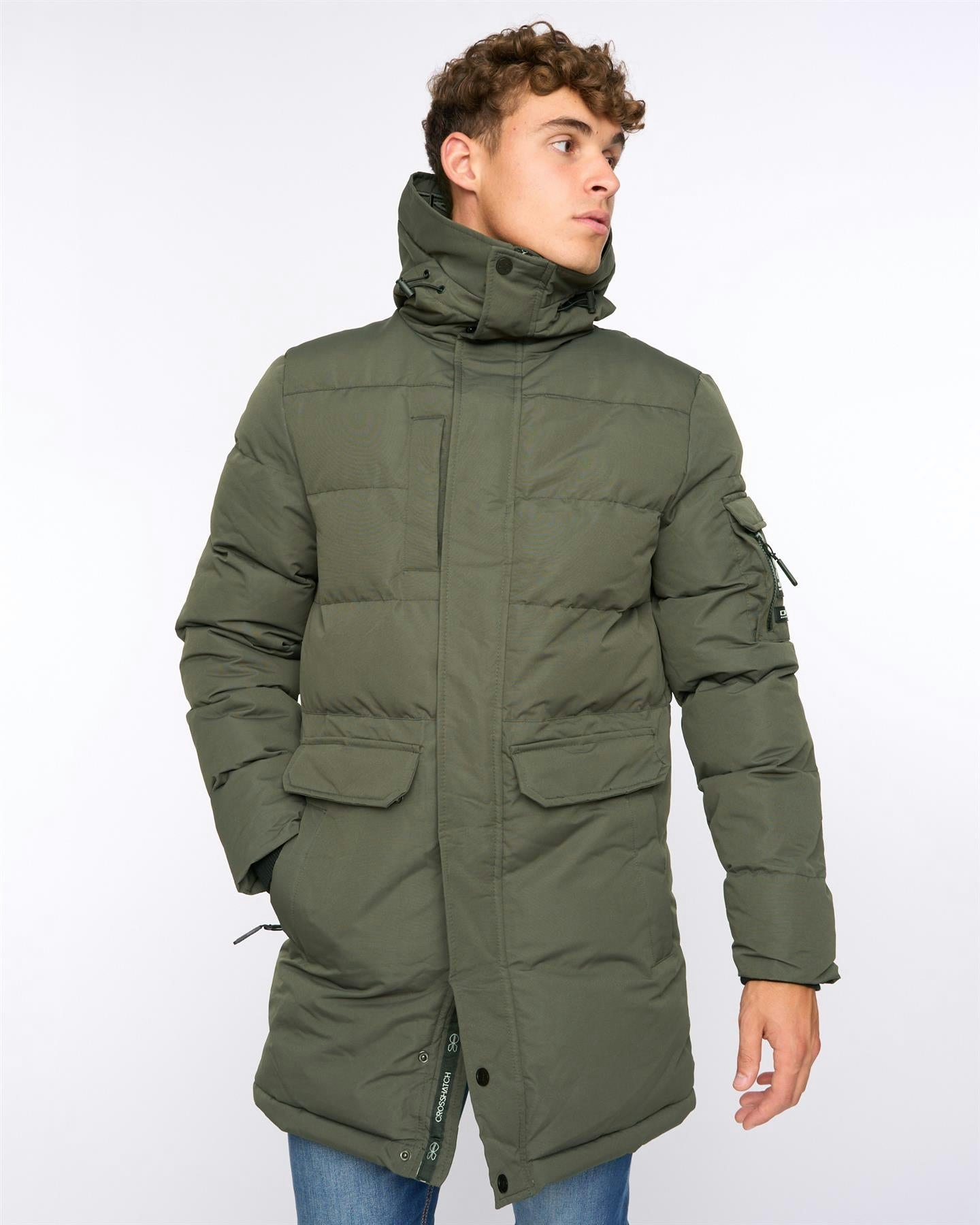 Crosshatch Men's Milwaka Long Jacket Olive - Xxl