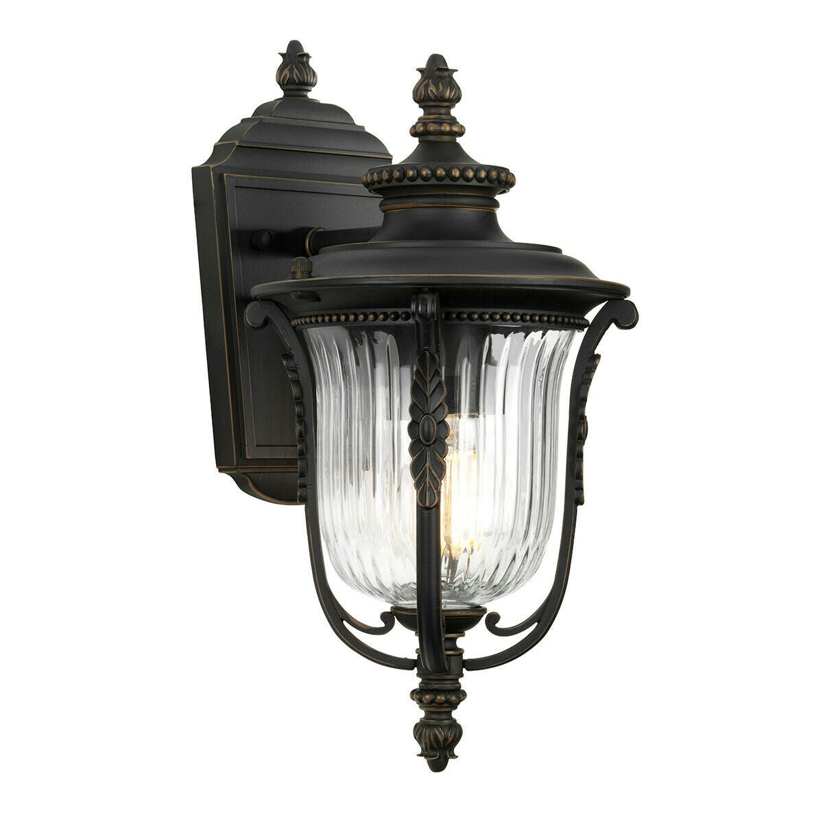 Rackhams Light/Bronze Outdoor Ip44 Outdoor Ip44 1Wall Lantern Rubbed Led E27 100W D01738