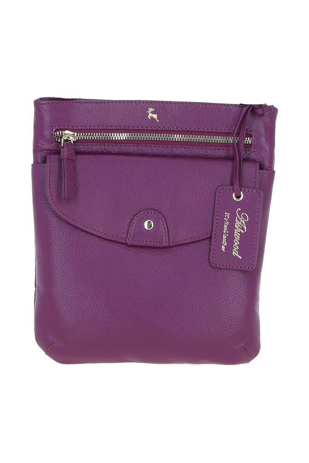Ashwood Women's Grain 'Five Cb' Real Leather Cross Body Bag: Cb-5 - One Size - Raspberry - Leather