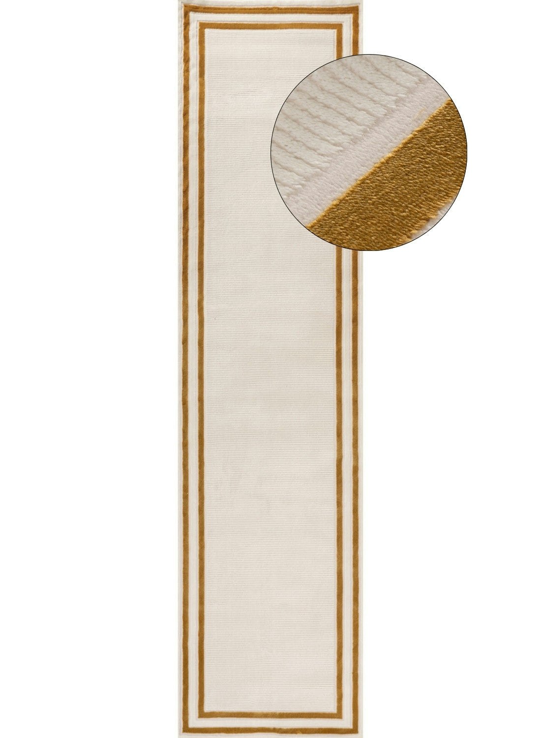 Rackhams Cream/Gold Carmel - Bordered Rug | 6060 - 80X300 Cm