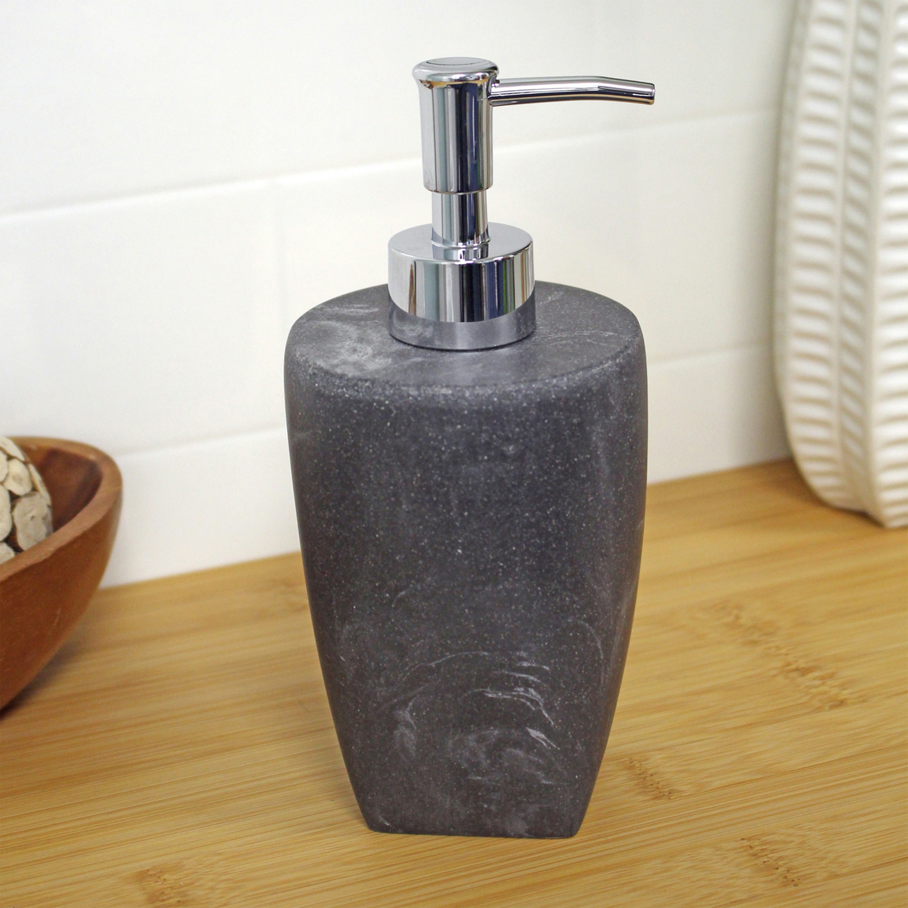 Rackhams Grey Octavia Marble & Chrome Liquid Soap Dispenser