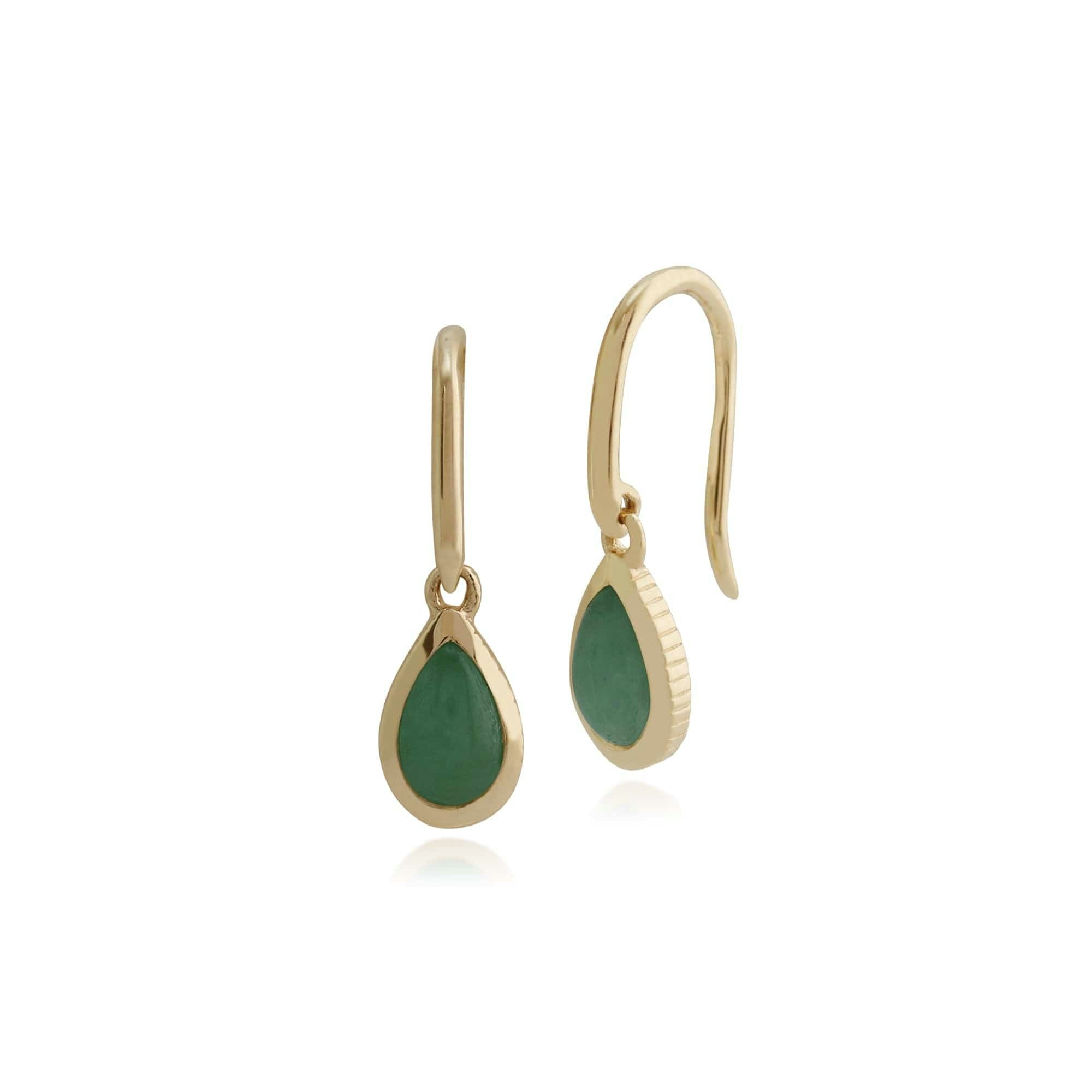 Gemondo Green/Yellow/Gold Classic Jade Bezel Set Drop Earrings In 9Ct - 9Ct 0.55Ct Jade Pear Drop Earrings