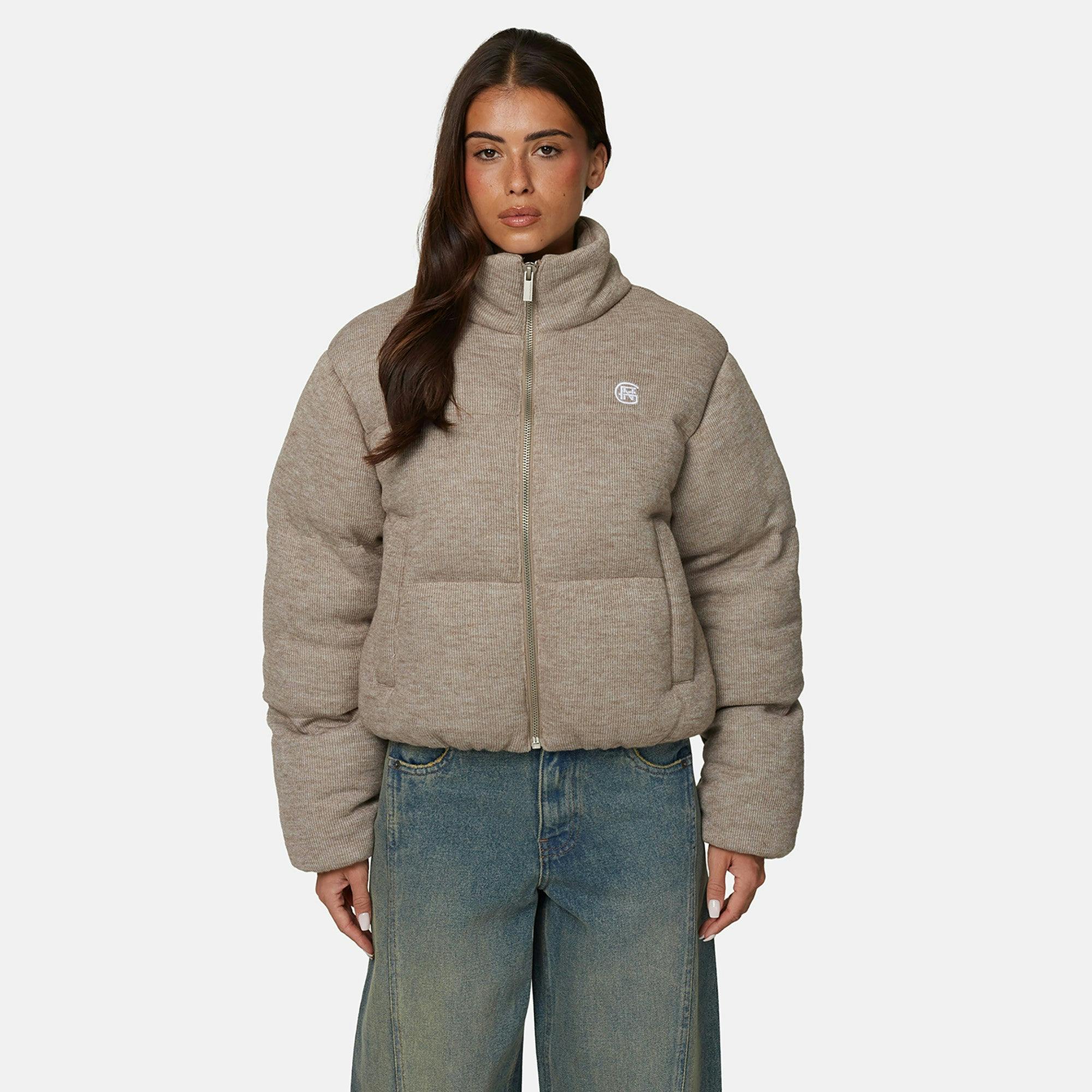 Good For Nothing Knitted Padded Jacket - Taupe - Taupe - L