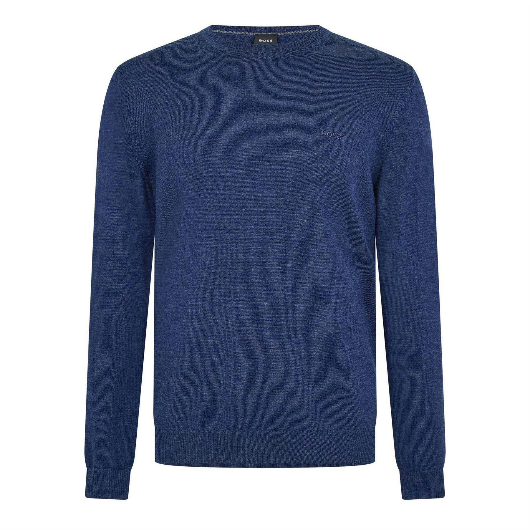 Boss Men's Blue Crew Neck Regular Long-Sleeved Sweatshirt - Medium - Xxl - Medium - 100% Mixed