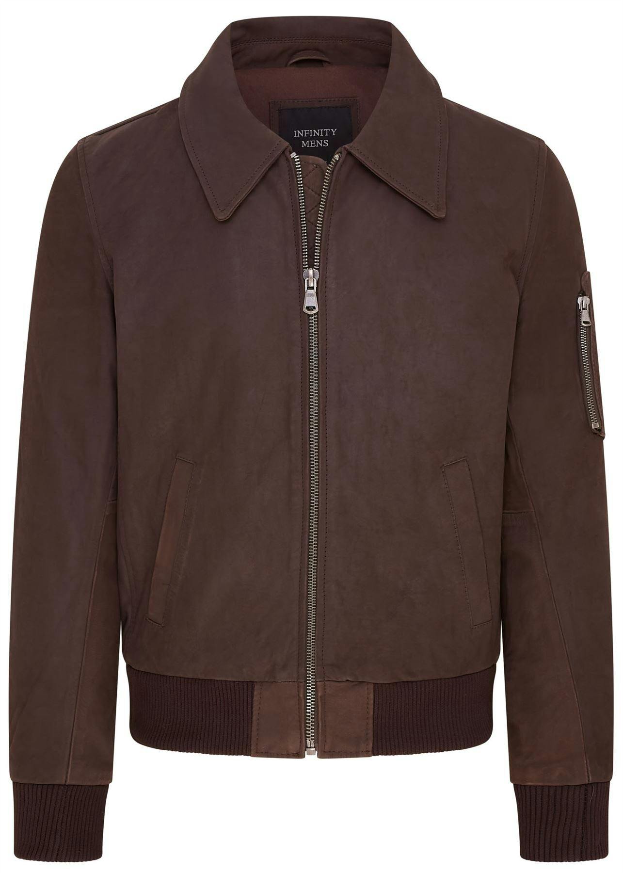 Infinity Leather Men's Brown A2 Cowhide Leather Bomber Jacket-Eura - Uk Xl | Eu 52 | Us 42